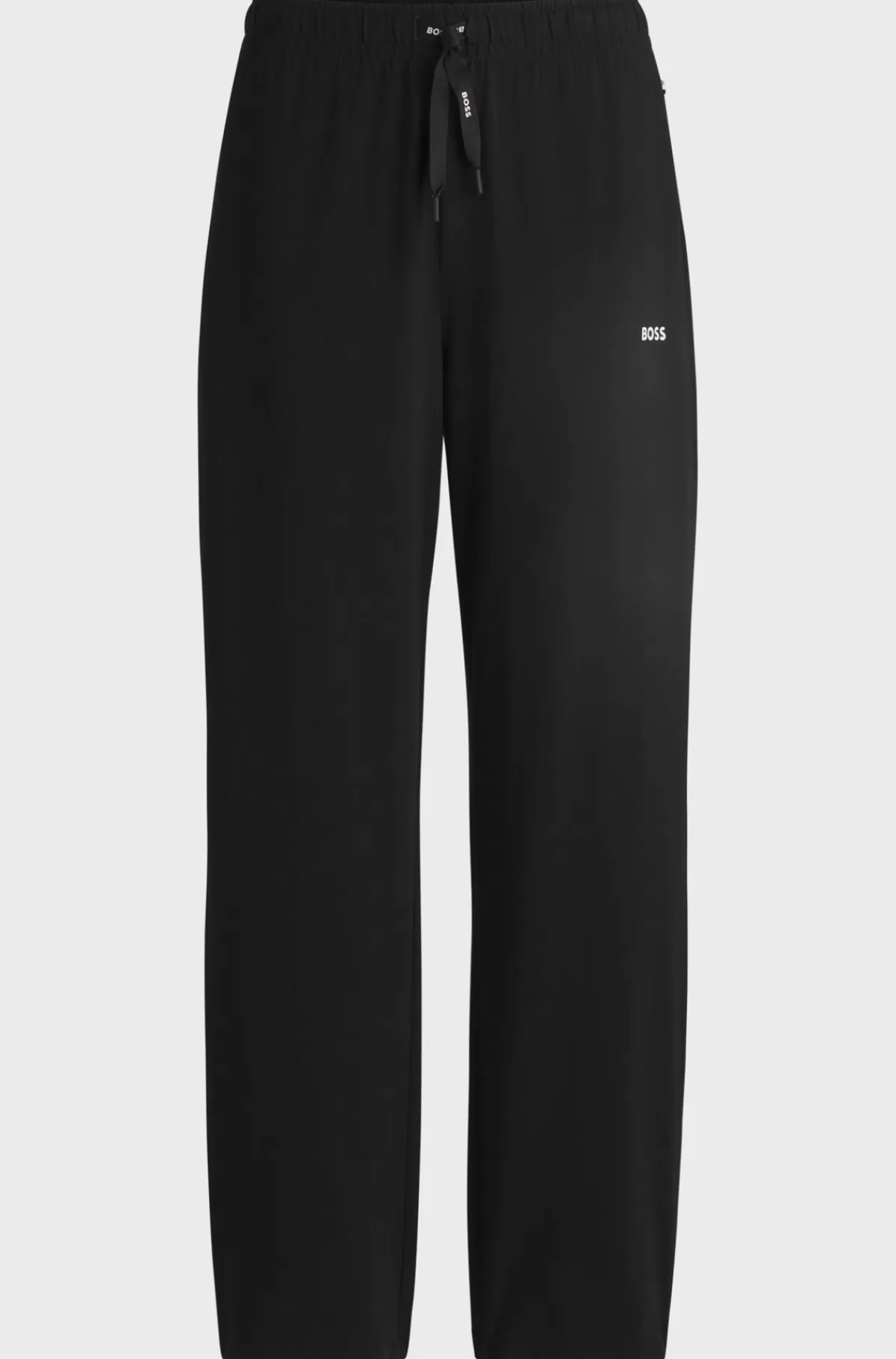 HUGO BOSS Pyjamasbukser I Bomuld Med Stræk Og Brandede Løbesnore Sort Flash Sale
