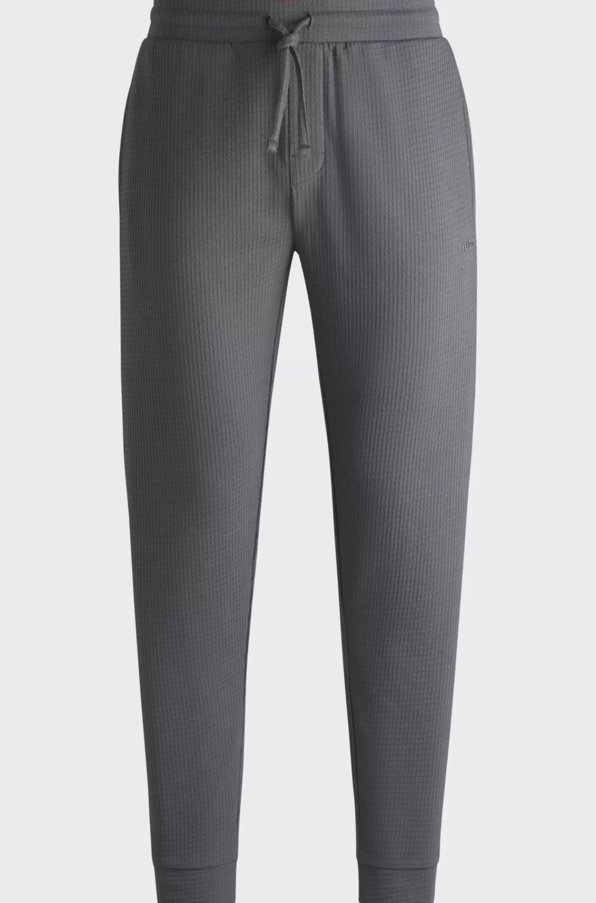 HUGO BOSS Pyjamasbukser I Bomuldsblanding Med Broderet Logo Grå New