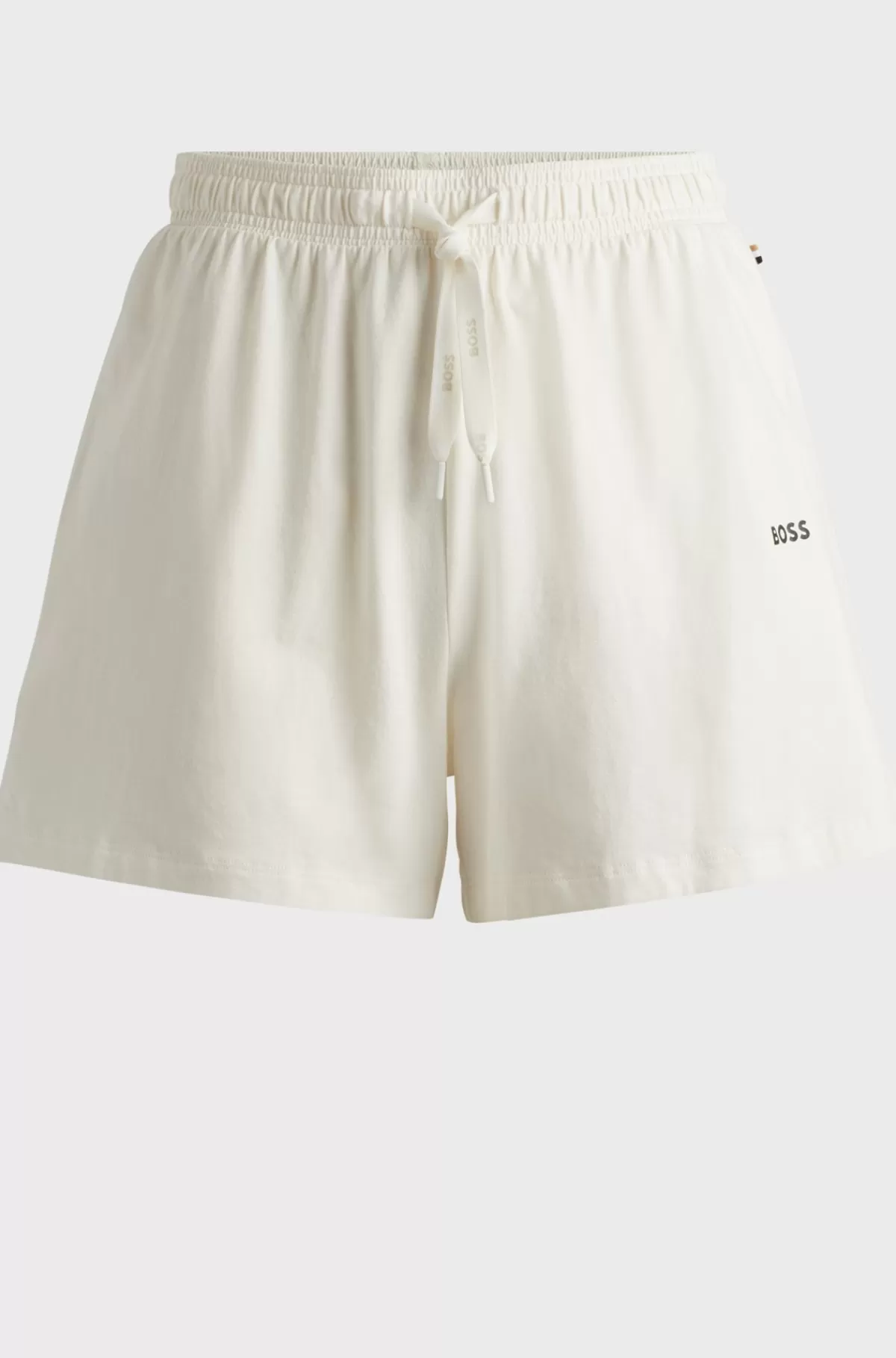 HUGO BOSS Pyjamasshorts I Bomuld Med Stræk, Logoprint Og Løbesnor Hvid Best