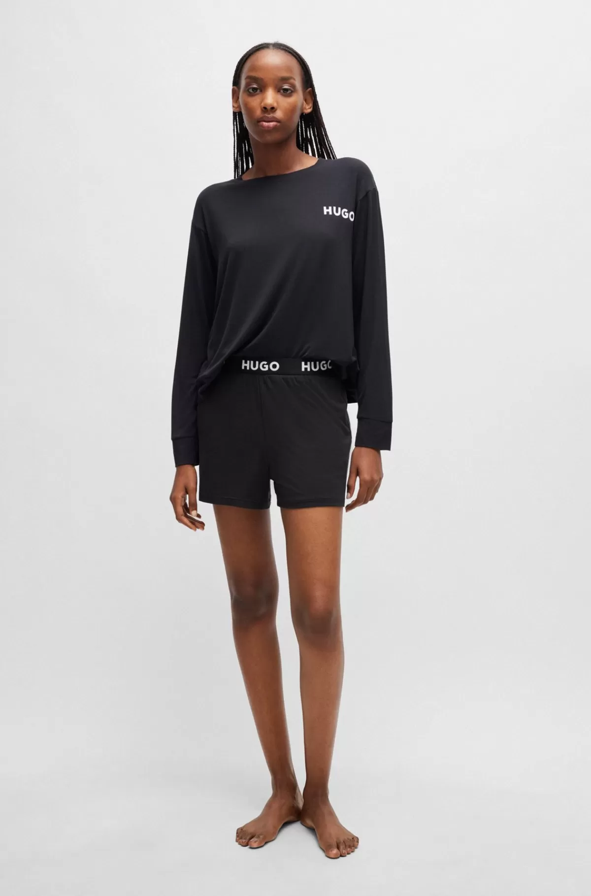 HUGO BOSS Pyjamasshorts I Jersey Med Stræk Og Linning Med Logo Sort Flash Sale