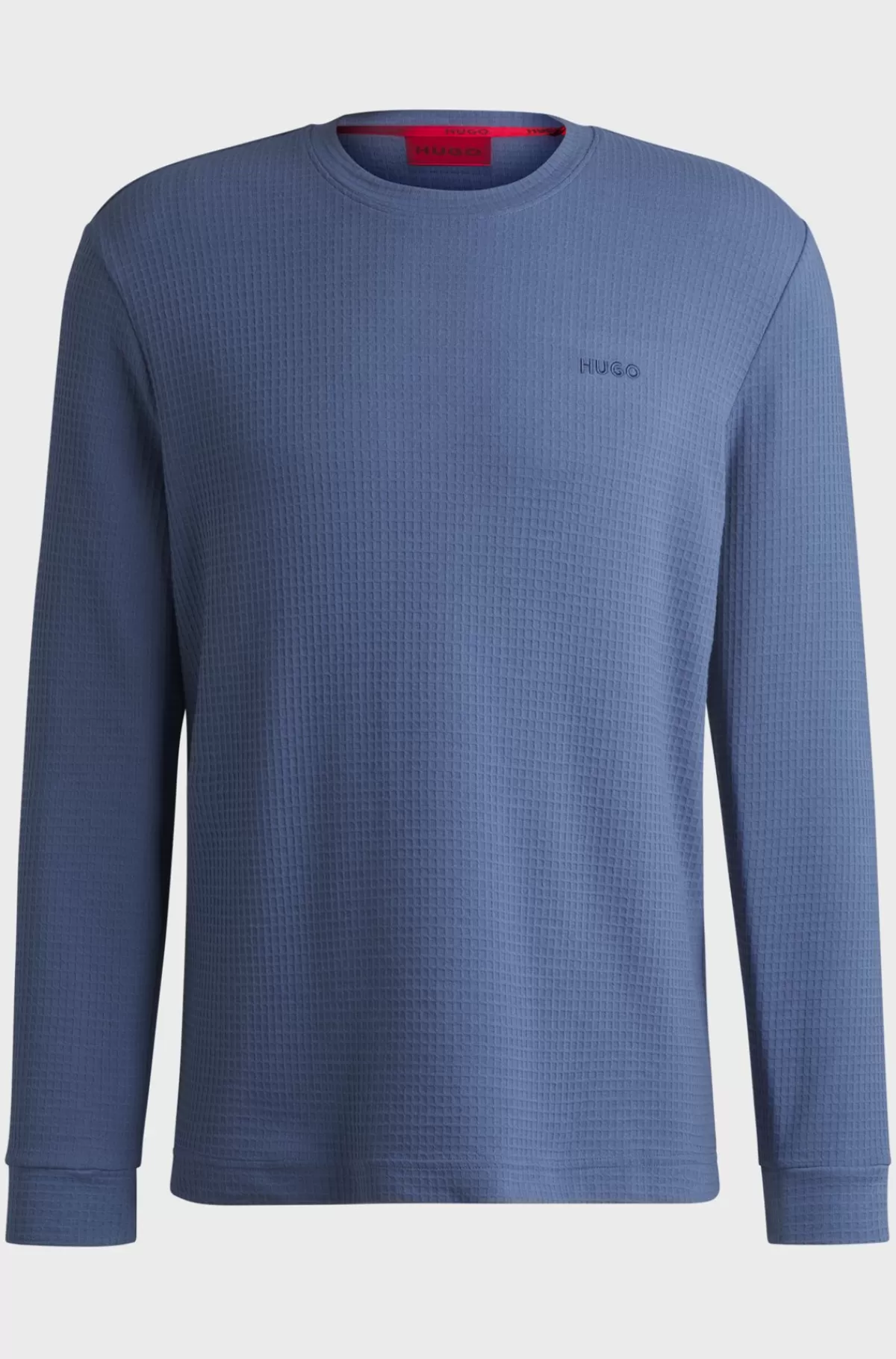 HUGO BOSS Pyjamas-top I Bomuldsblanding Med Broderet Logo Blå Discount