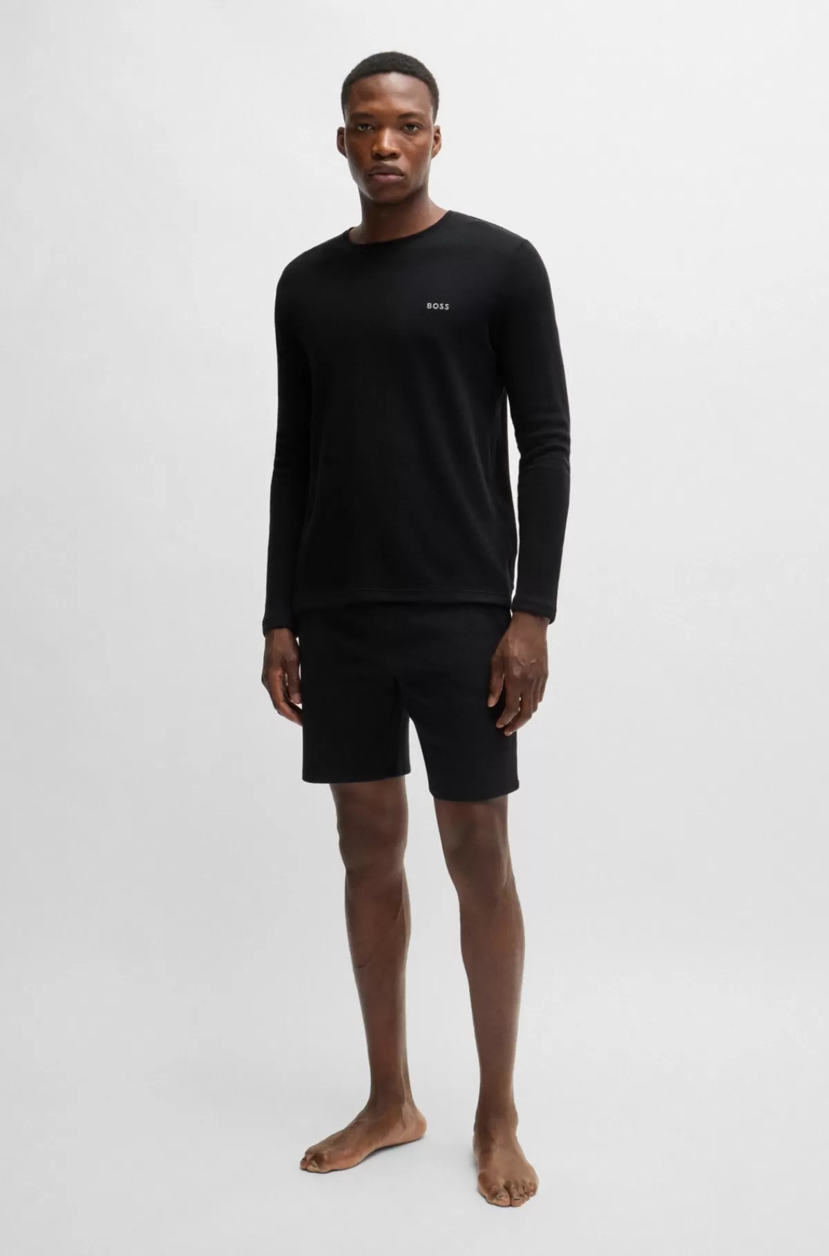 HUGO BOSS Pyjamas-T-shirt I Bomuldsblanding Med Broderet Logo Sort Clearance