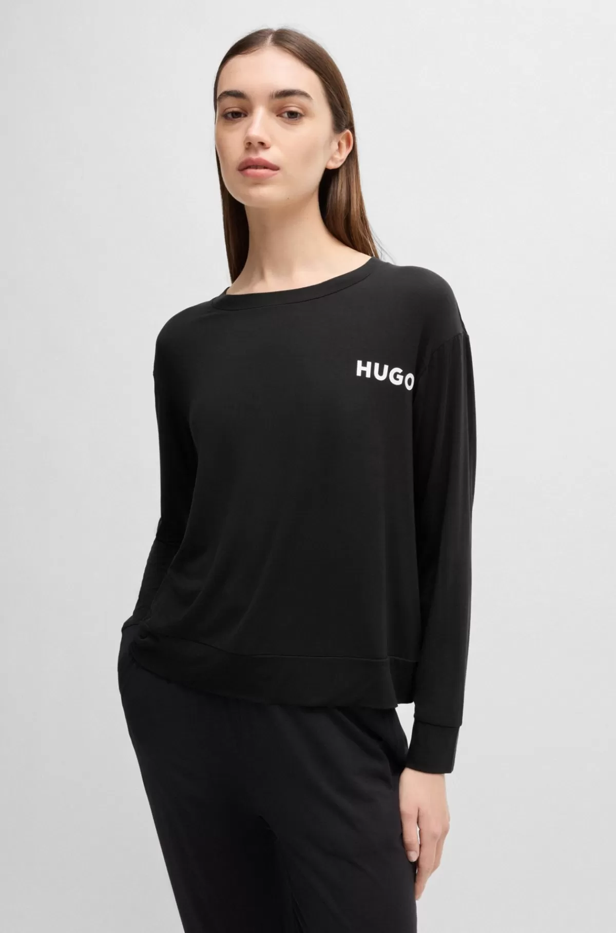 HUGO BOSS Pyjamas-T-shirt Med Relaxed Fit Og Logoprint Sort Shop