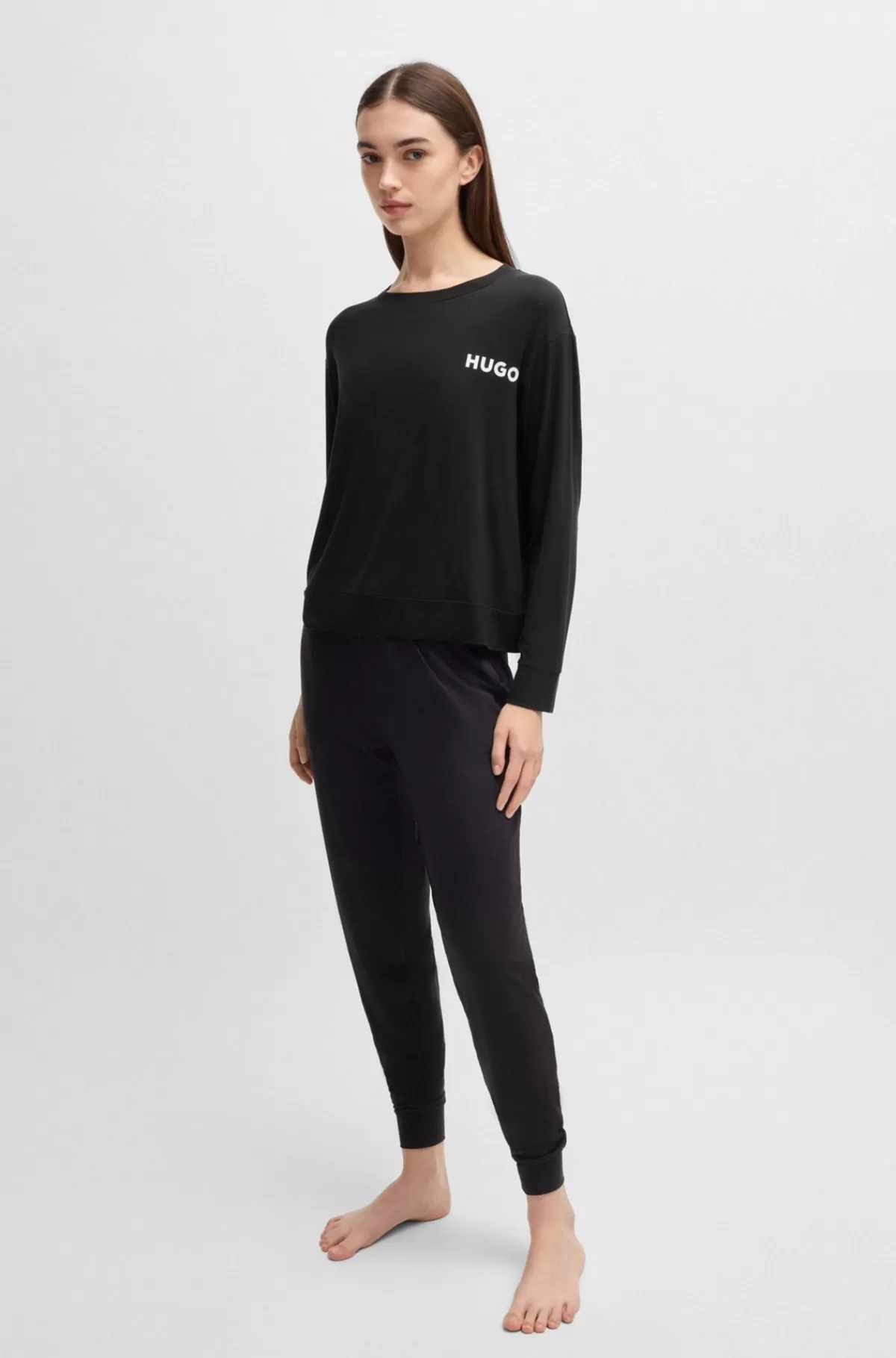 HUGO BOSS Pyjamas-T-shirt Med Relaxed Fit Og Logoprint Sort Shop