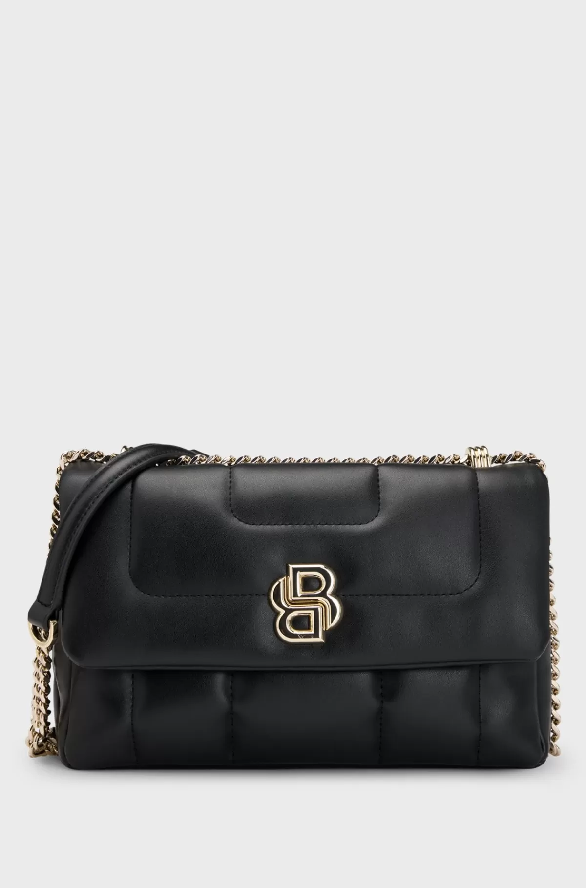 HUGO BOSS Quiltet Skuldertaske Med Dobbelt B-monogram I Metal Sort Store