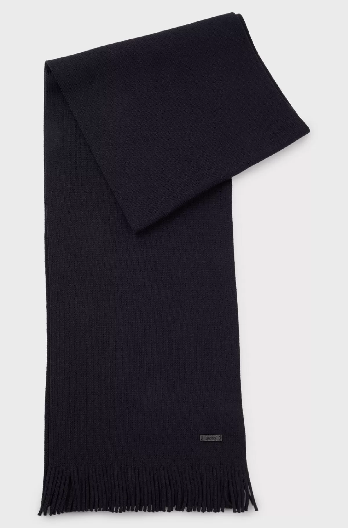 HUGO BOSS Raschelstrikket Tørklæde I Responsible Ny Uld Mørkeblå Best