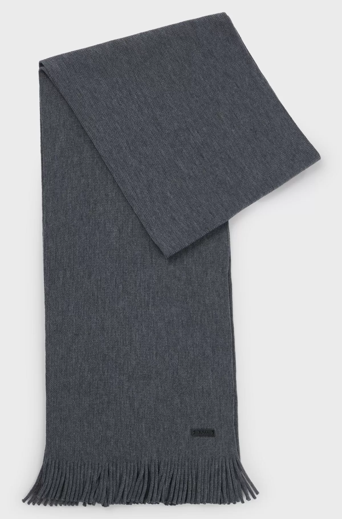 HUGO BOSS Raschelstrikket Tørklæde I Responsible Ny Uld Grå Clearance