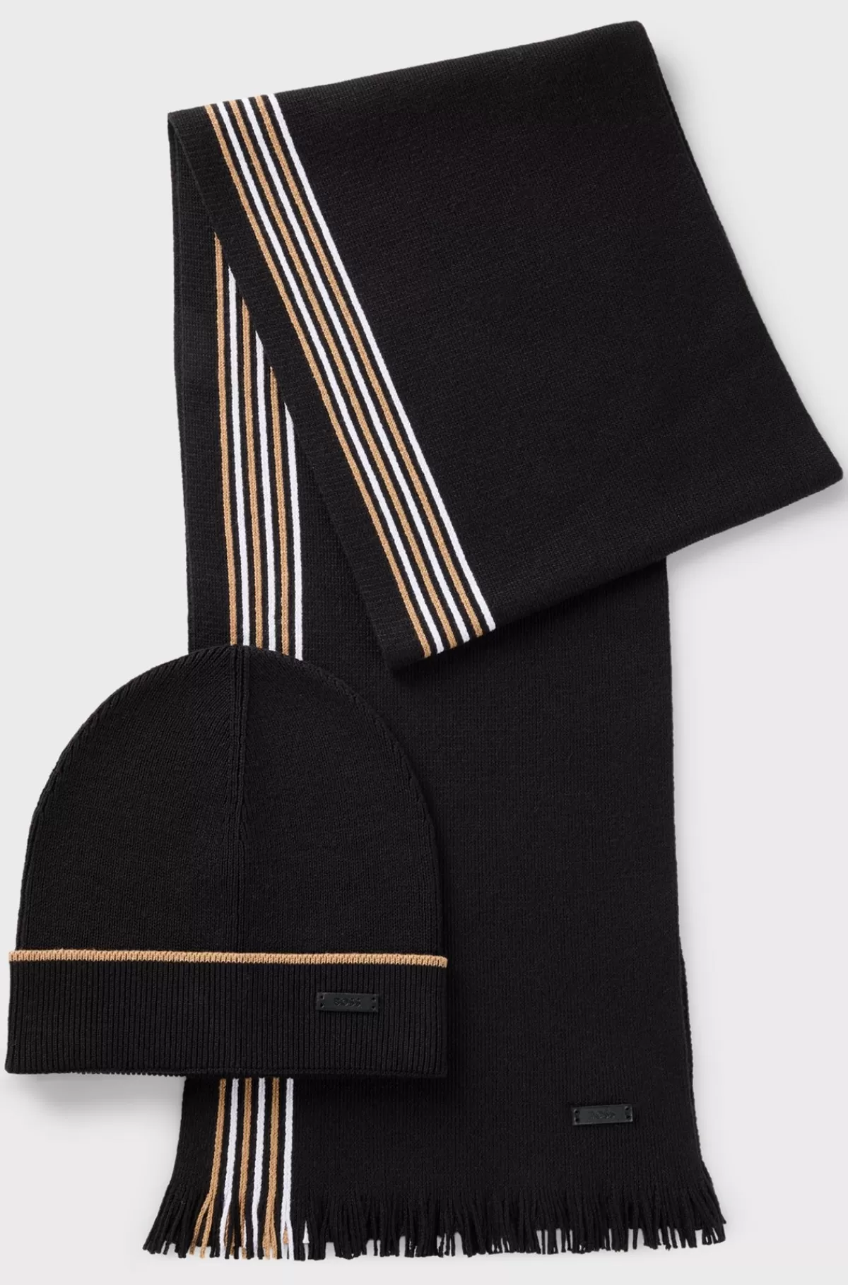 HUGO BOSS Raschelstrikket Tørklæde Og Hue I Gaveæske Sort Flash Sale