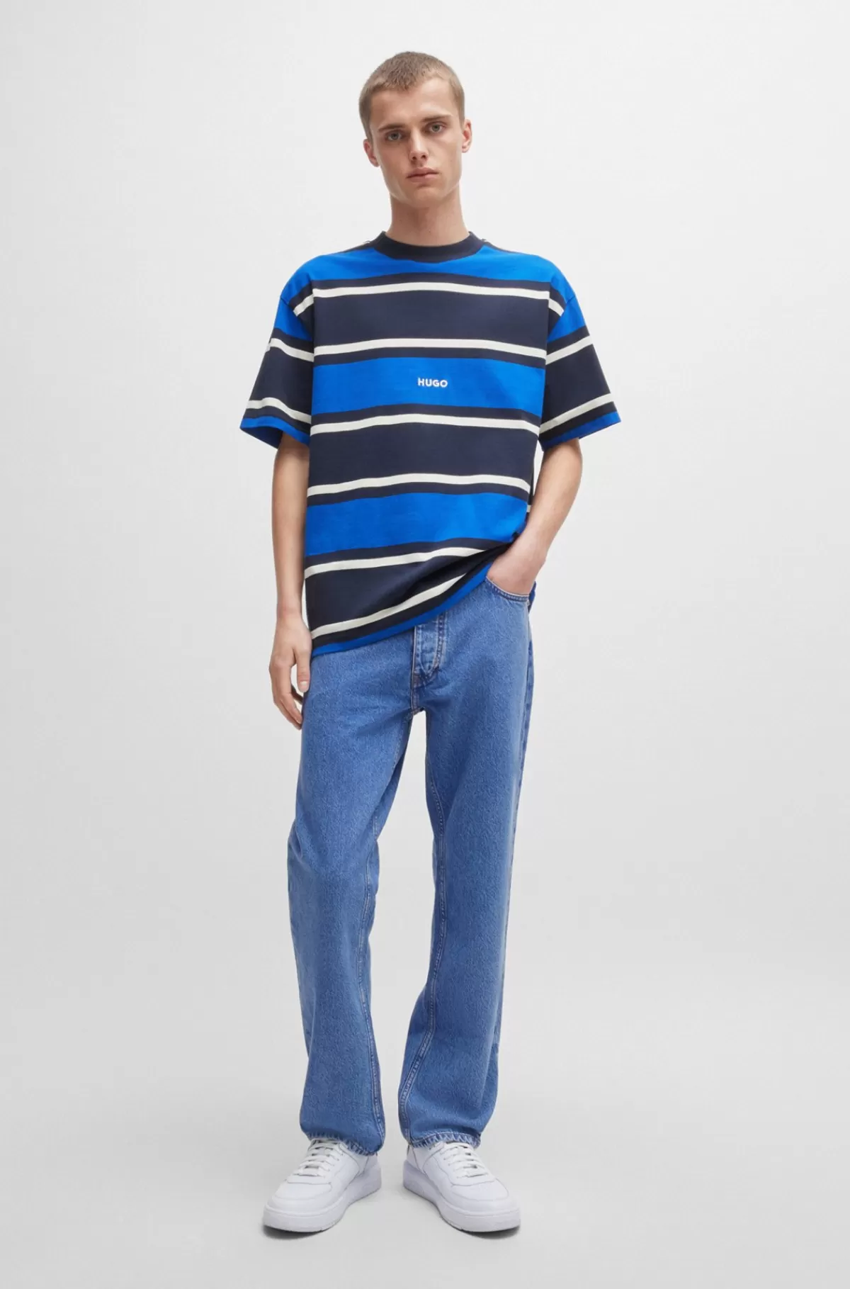 HUGO BOSS Regular Fit Jeans I Denim Med Stonewash Blå Store
