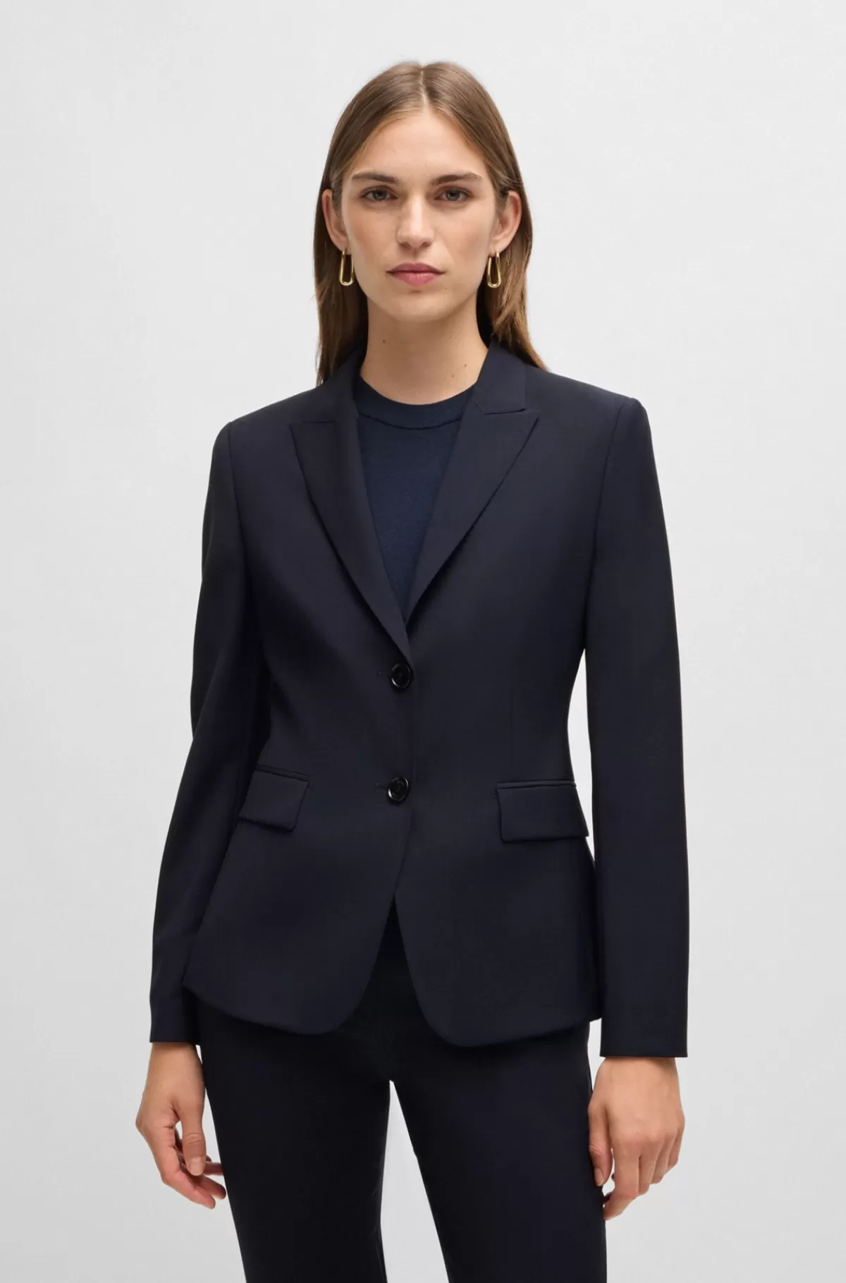 HUGO BOSS Regular Fit Blazer I Ny Uld Mørkeblå Flash Sale
