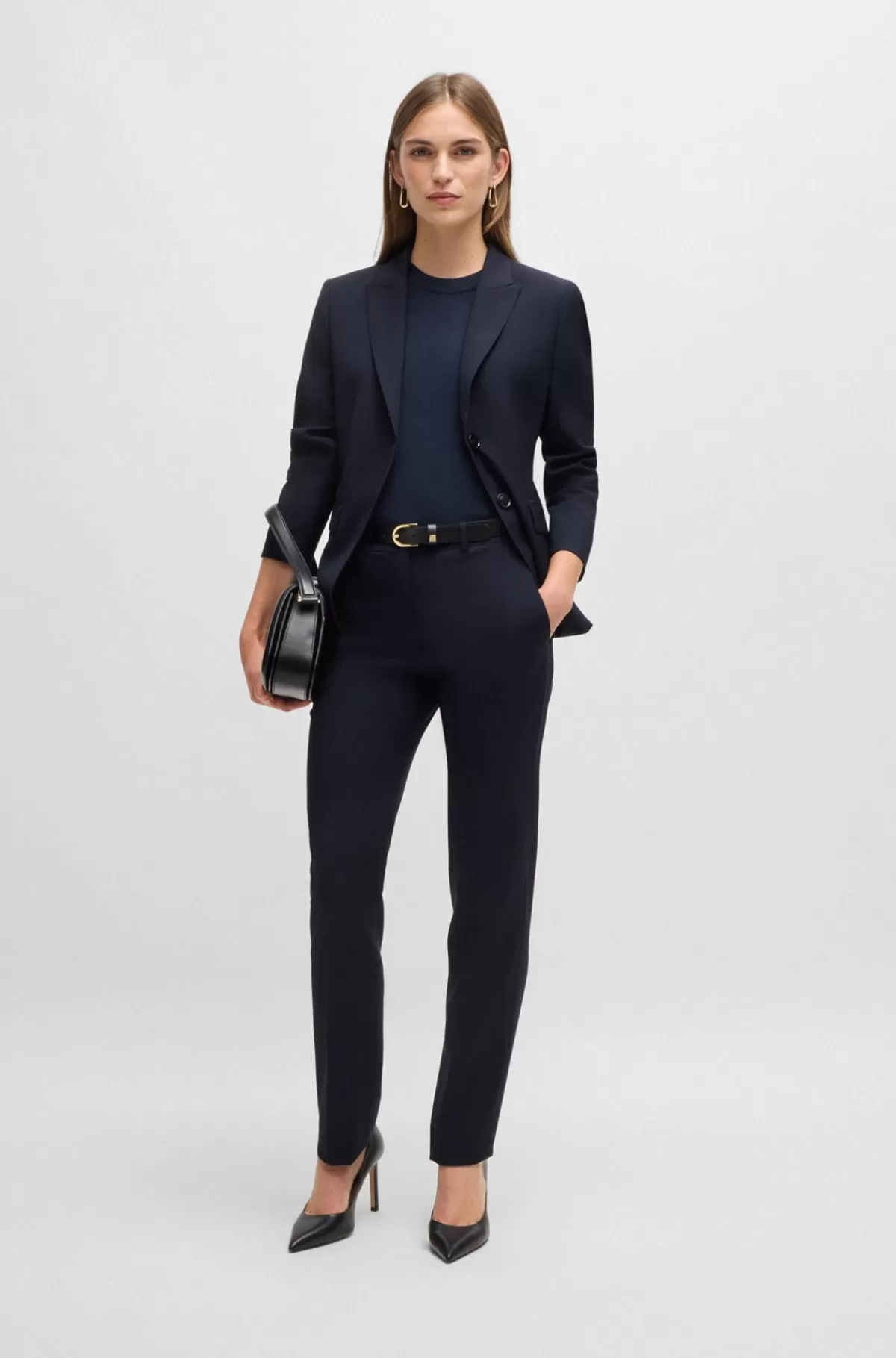 HUGO BOSS Regular Fit Blazer I Ny Uld Mørkeblå Flash Sale