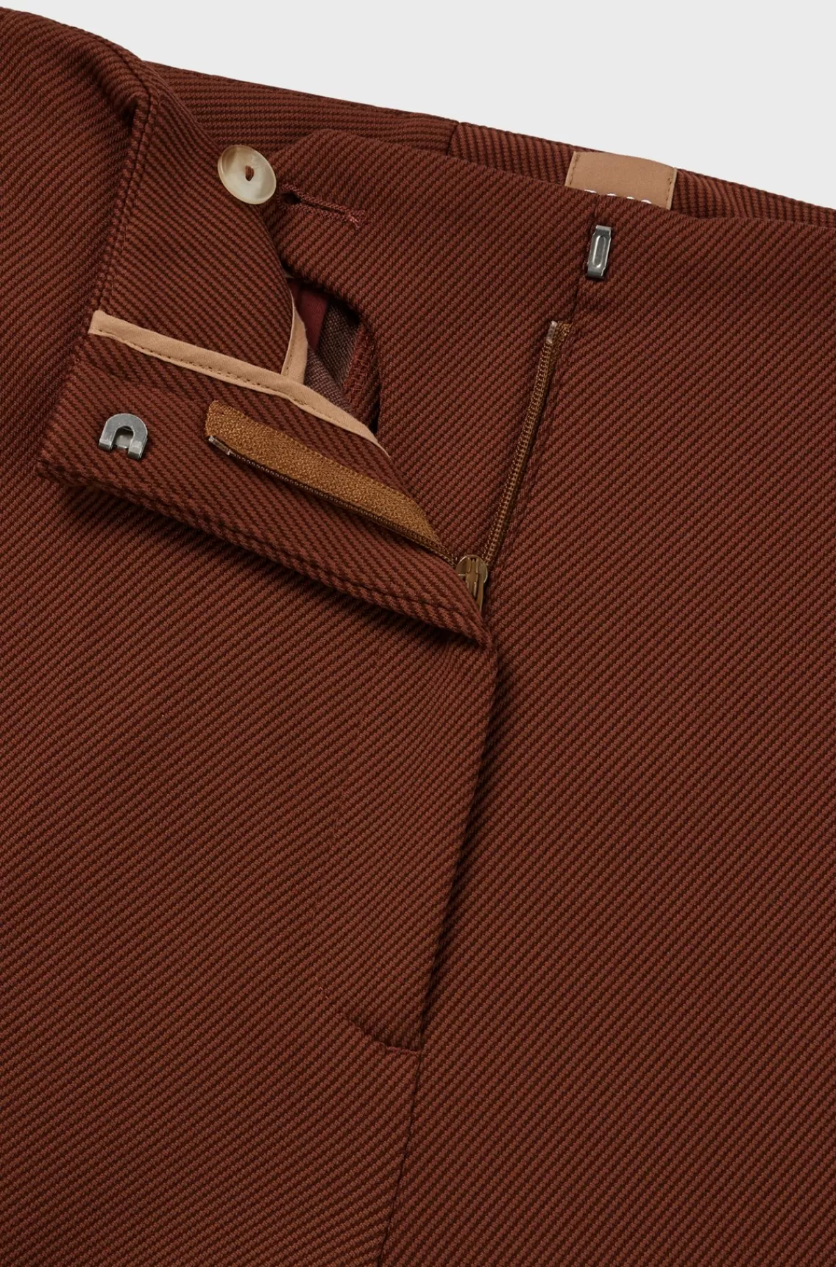 HUGO BOSS Regular Fit Bukser I Twill Med Stræk Og Vide Ben Mørkebrun Best