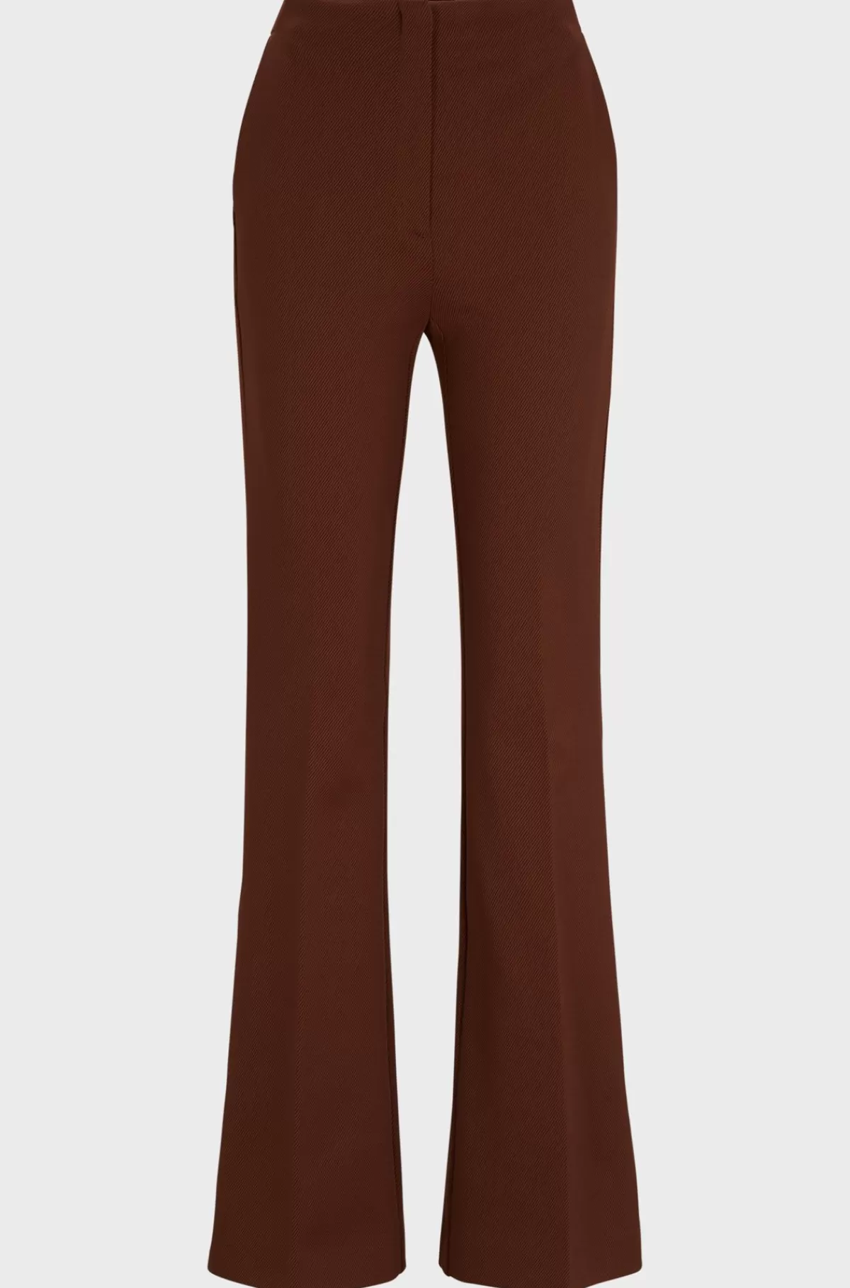 HUGO BOSS Regular Fit Bukser I Twill Med Stræk Og Vide Ben Mørkebrun Best