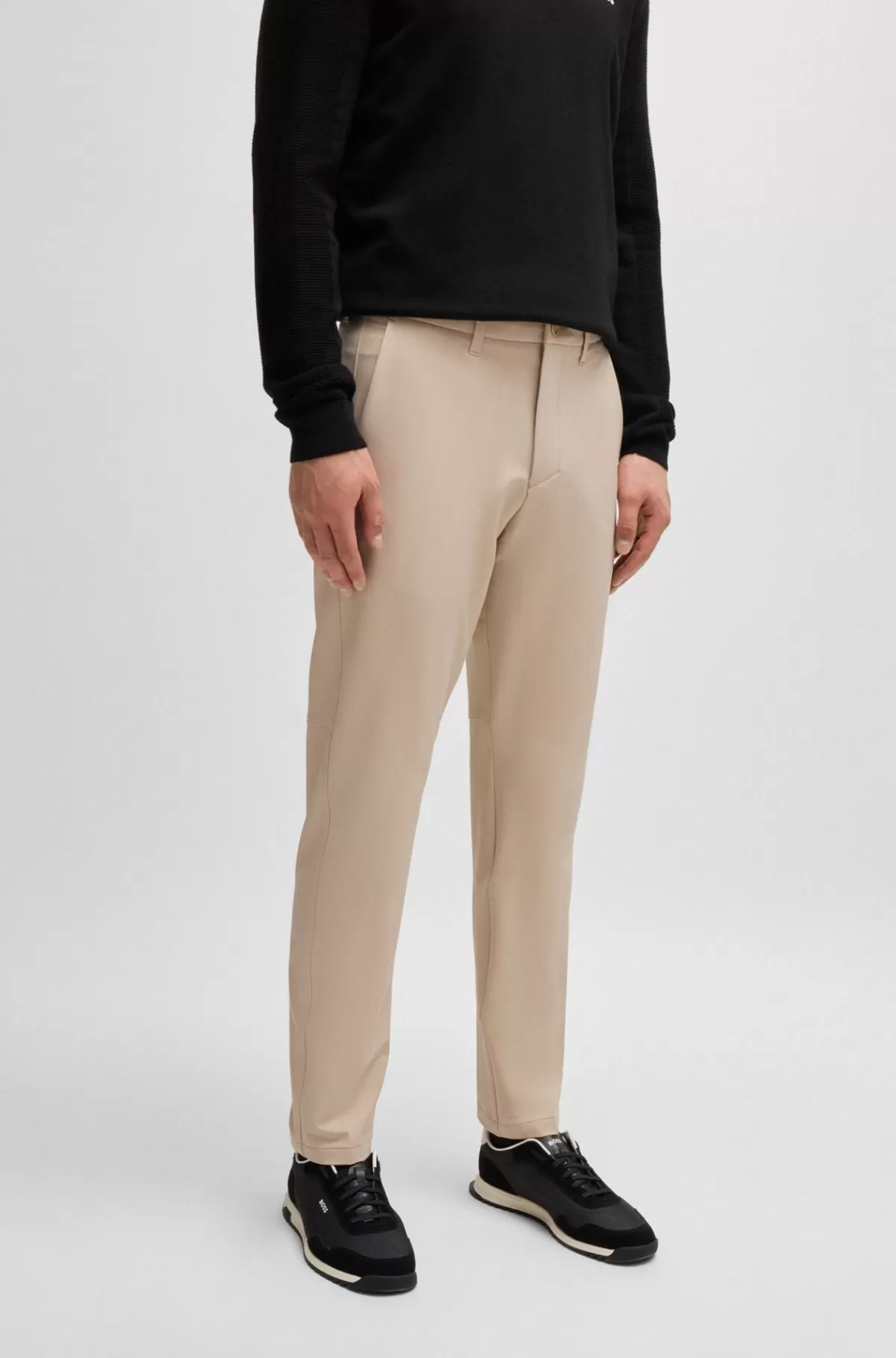 HUGO BOSS Regular Fit Bukser I Vandskyende Stof Med Stræk Beige Hot