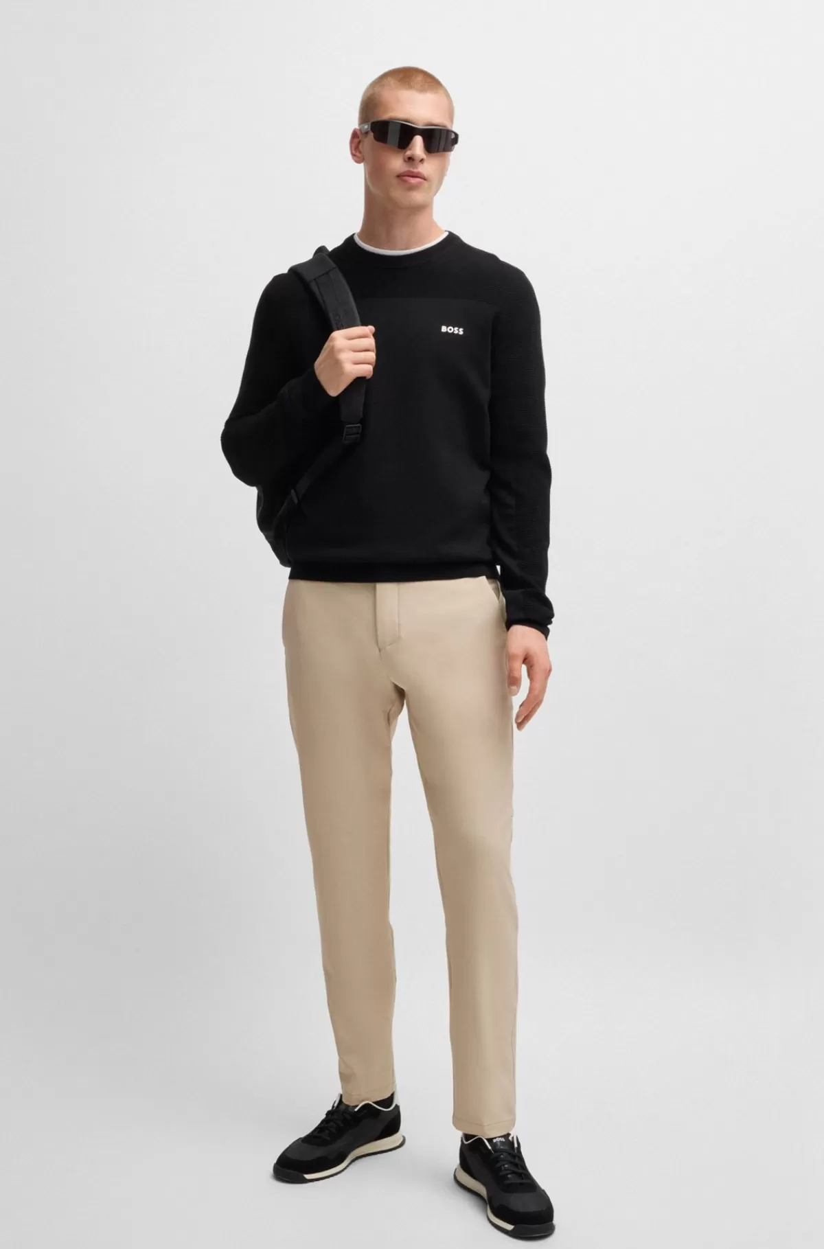 HUGO BOSS Regular Fit Bukser I Vandskyende Stof Med Stræk Beige Hot