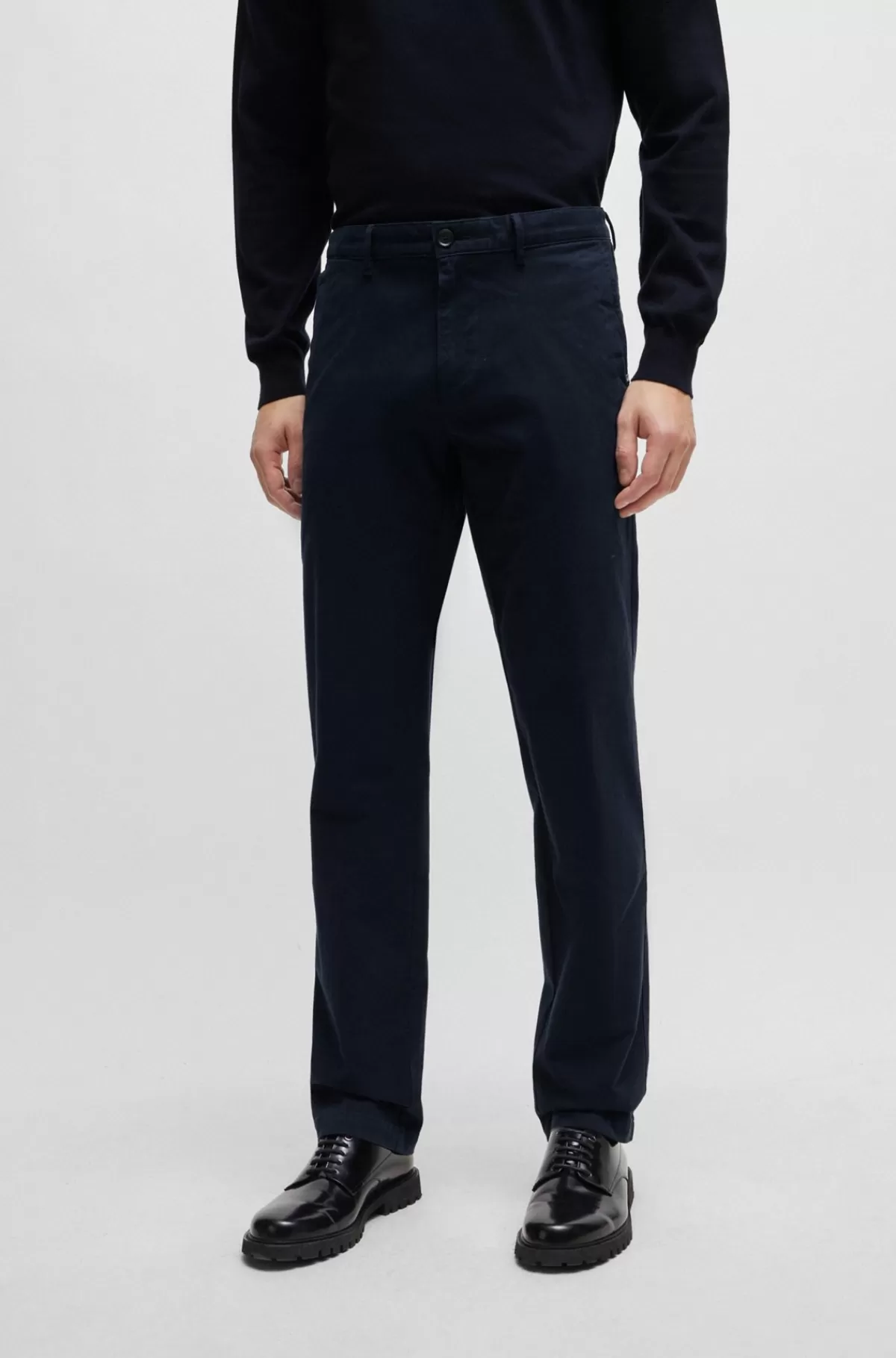 HUGO BOSS Regular Fit Chinos Og Bomuldsgabardine Med Stræk Mørkeblå New