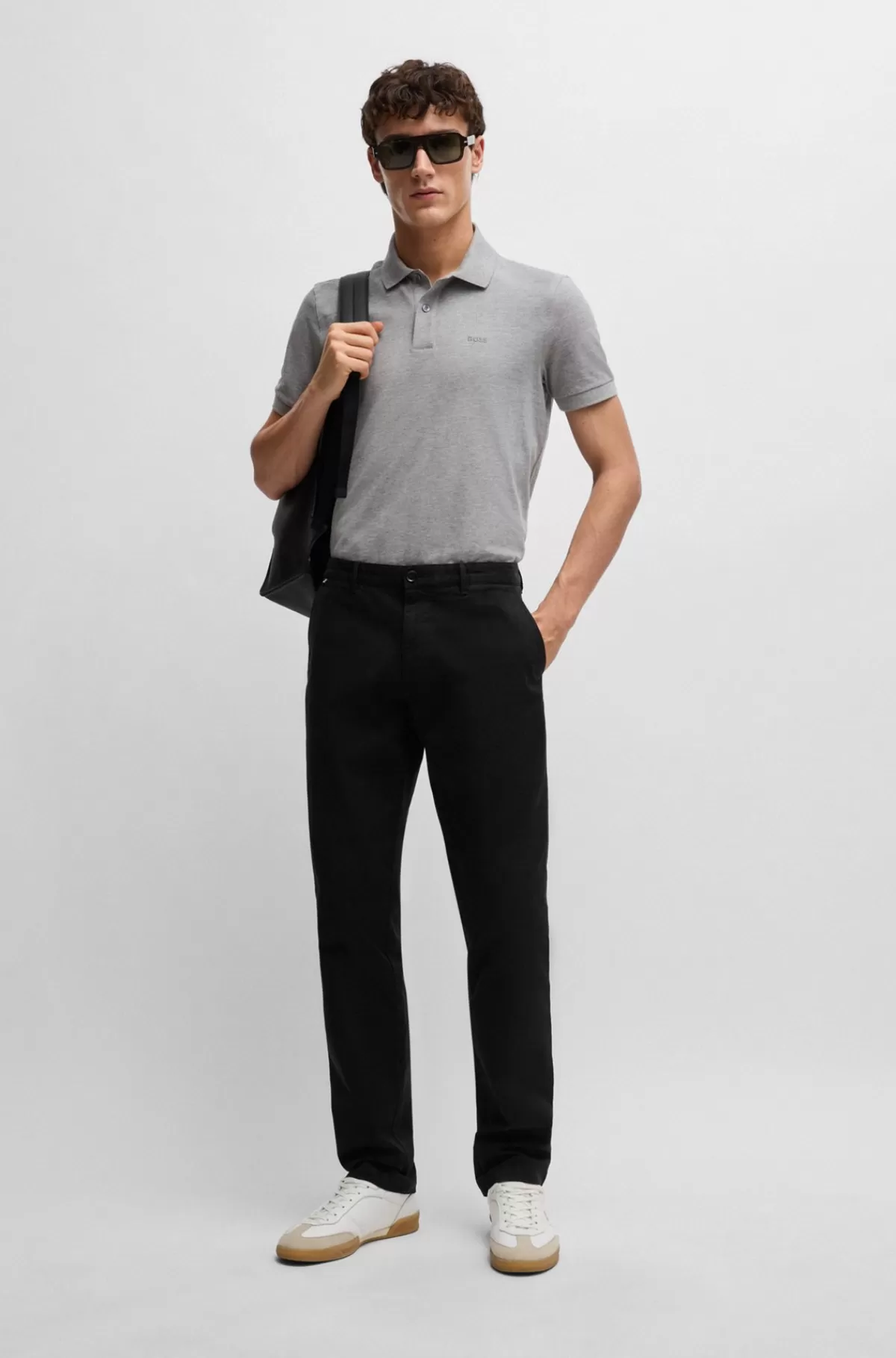 HUGO BOSS Regular Fit Chinos Og Bomuldsgabardine Med Stræk Sort Store