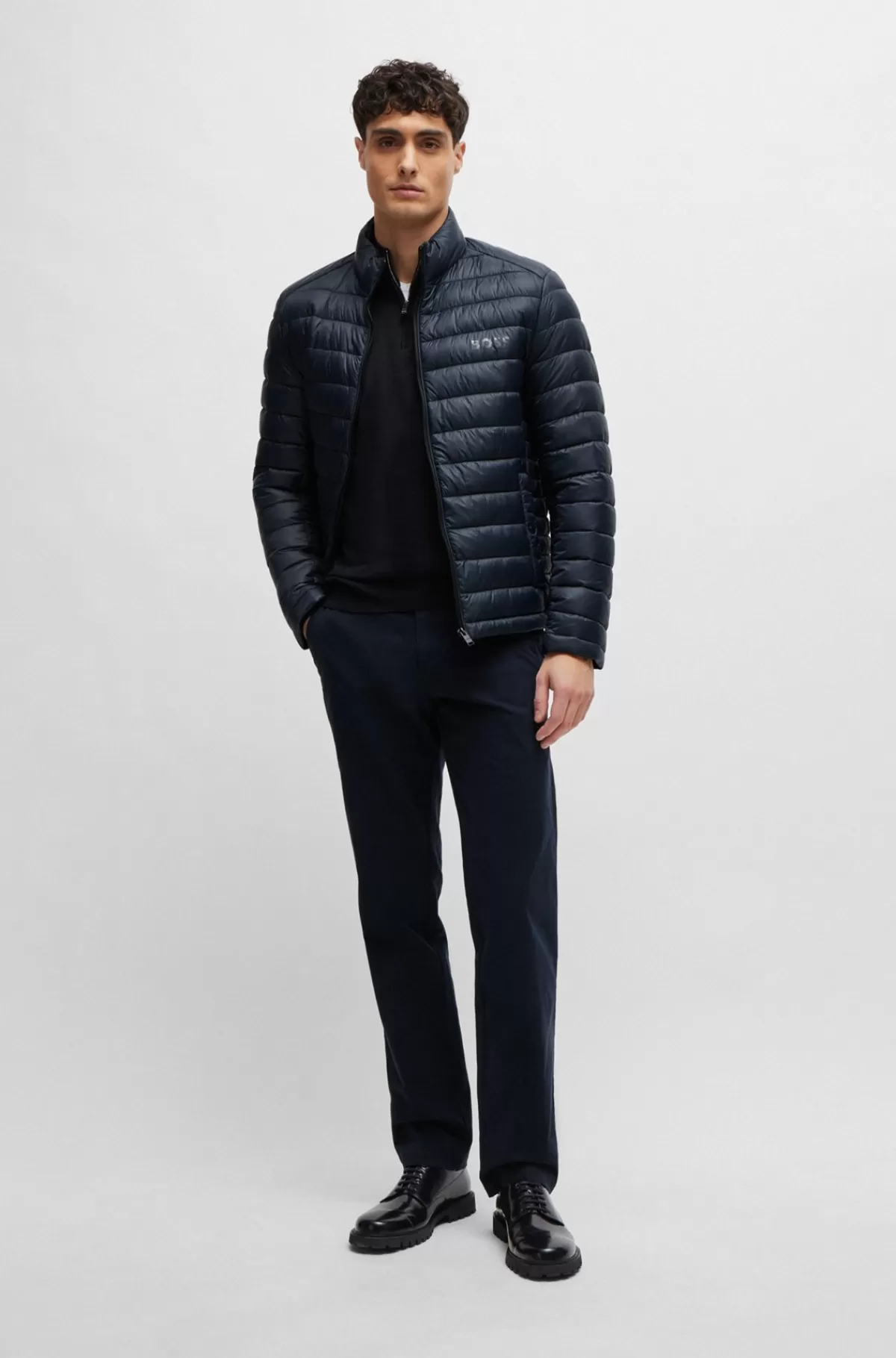 HUGO BOSS Regular Fit Chinos Og Bomuldsgabardine Med Stræk Mørkeblå New