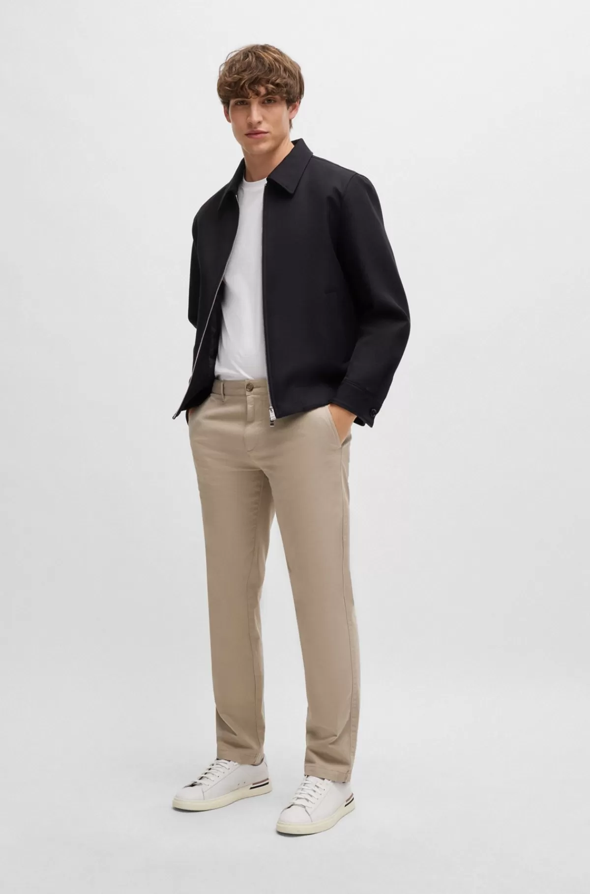 HUGO BOSS Regular Fit Chinos Og Bomuldsgabardine Med Stræk Lys beige Best Sale