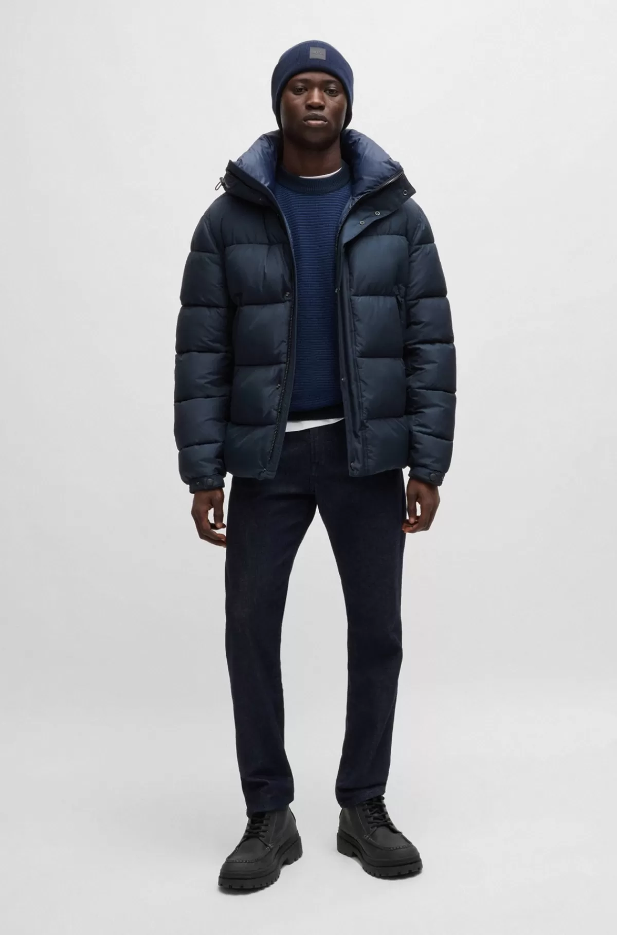 HUGO BOSS Regular Fit Dunjakke I Vandskyende Stof Mørkeblå Fashion