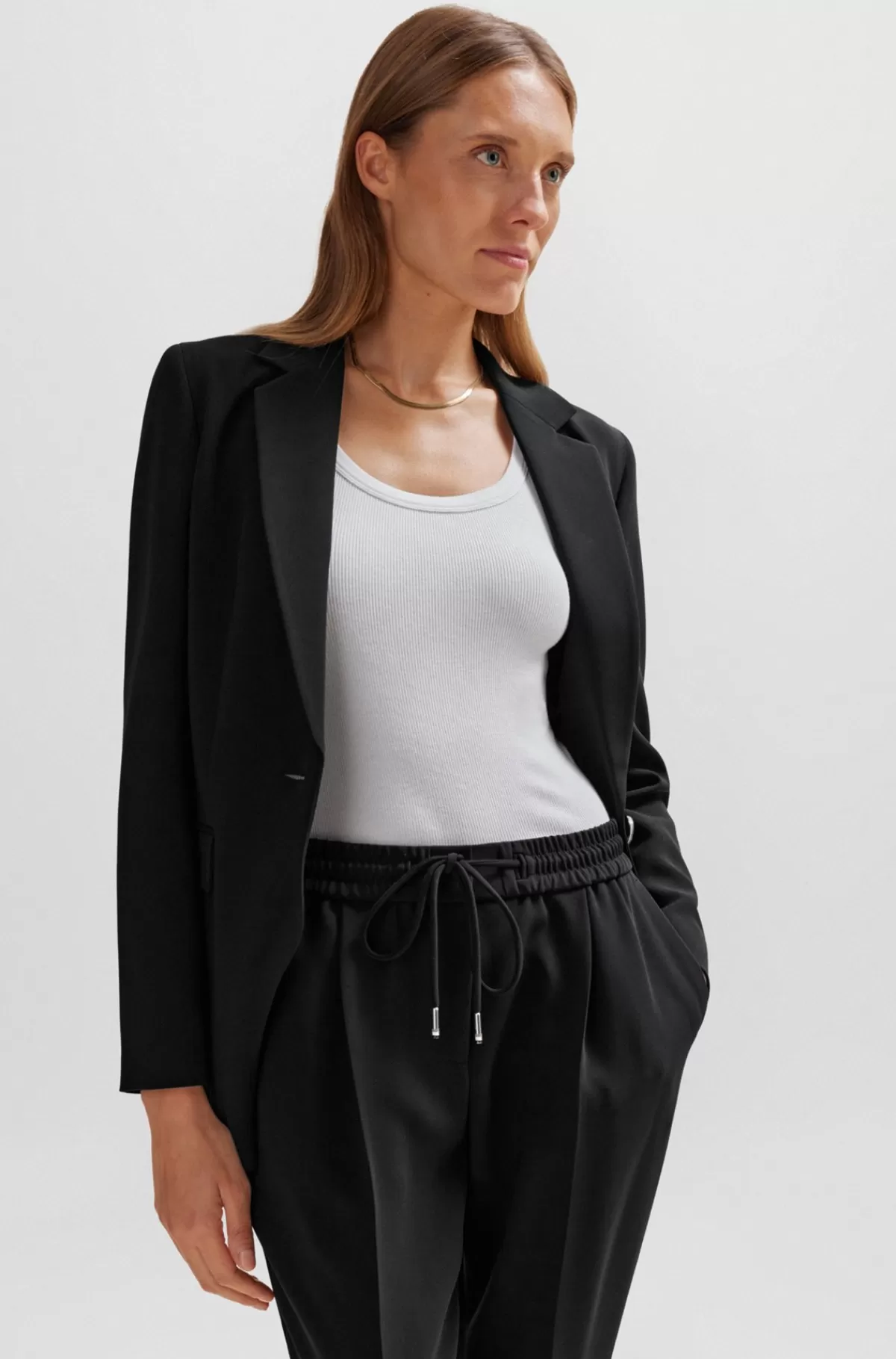 HUGO BOSS Regular Fit, Enkeltradet Jakke I Japansk Crepe Sort Shop
