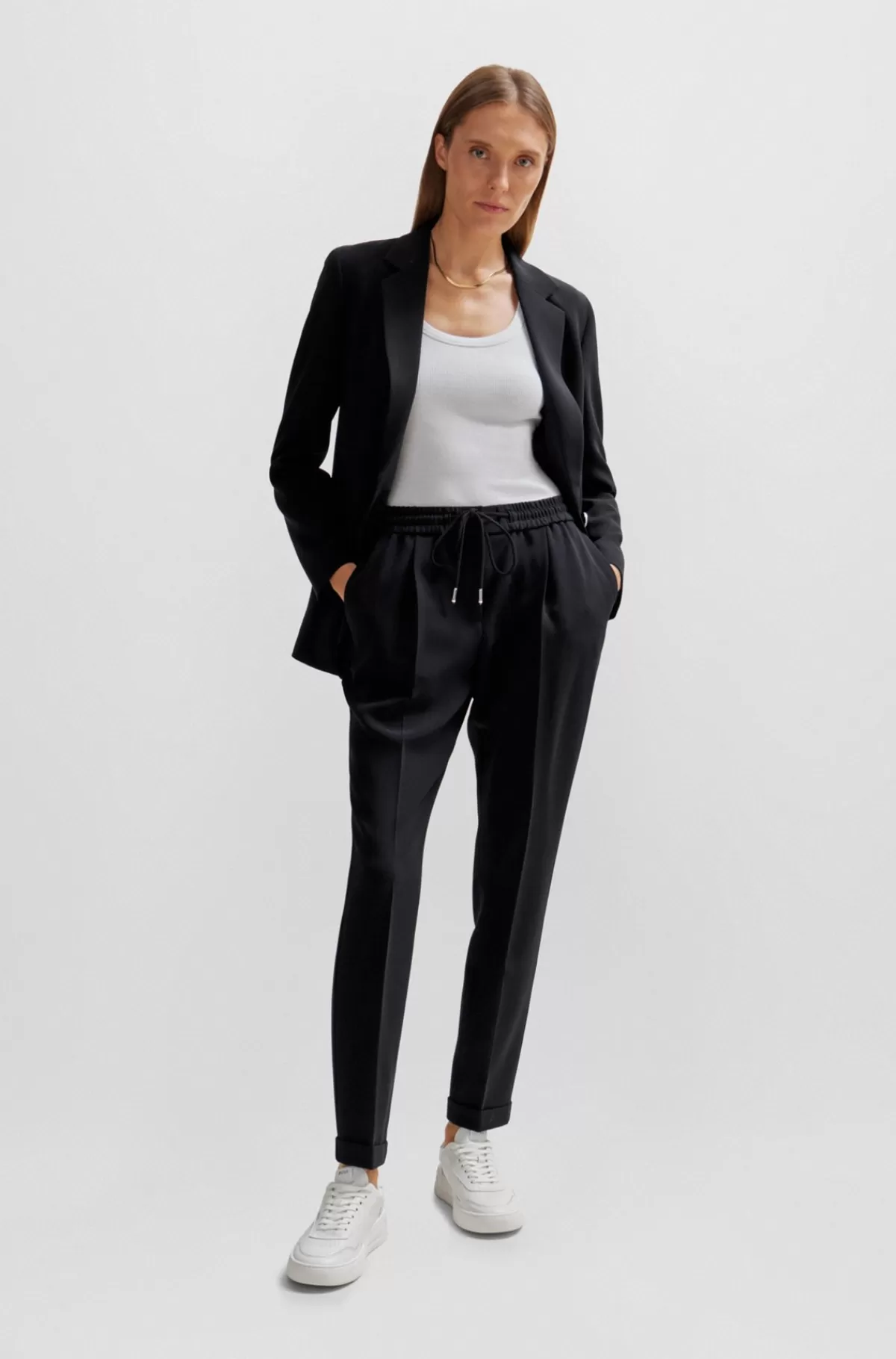 HUGO BOSS Regular Fit, Enkeltradet Jakke I Japansk Crepe Sort Shop