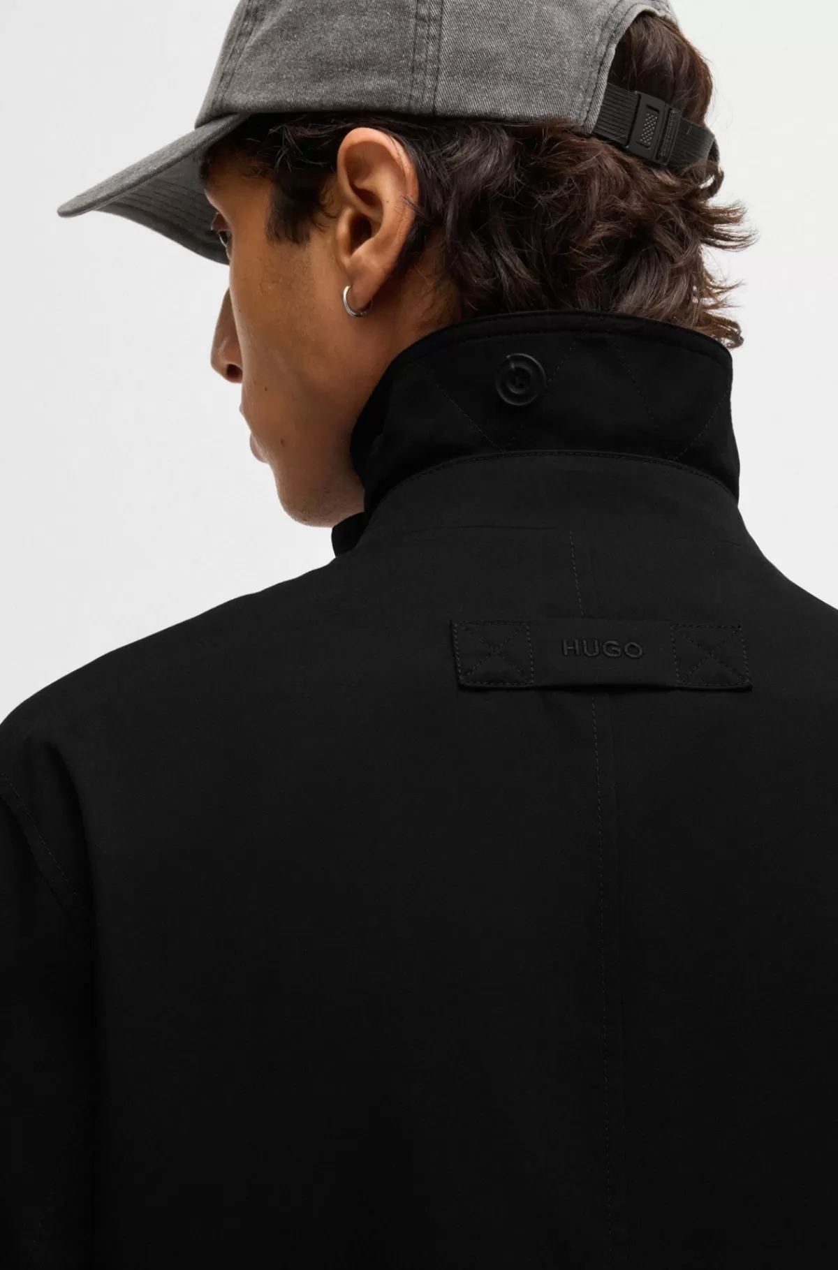 HUGO BOSS Regular Fit Frakke I Vandskyende Gabardine Sort Best