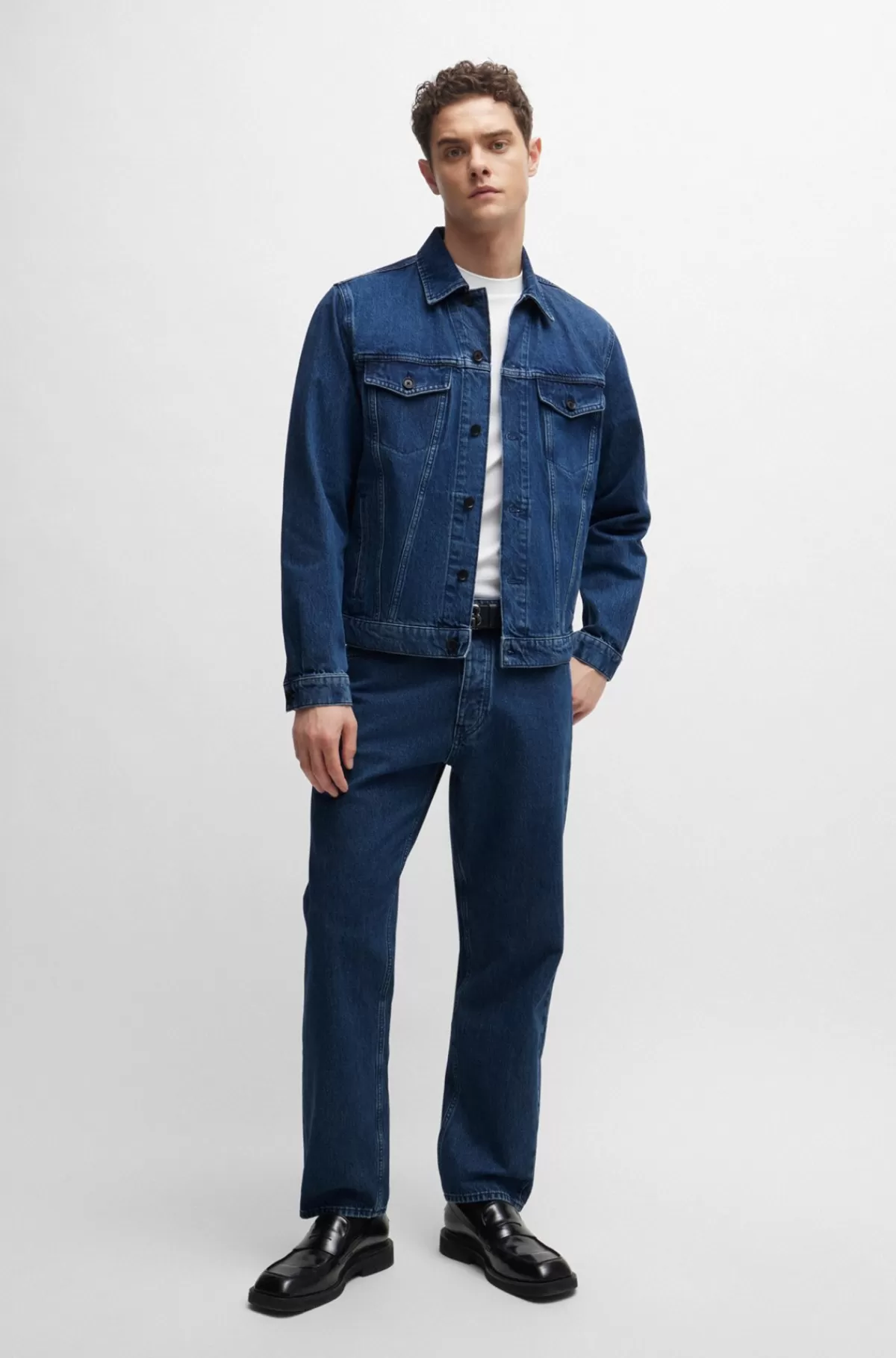 HUGO BOSS Regular Fit Jakke I Denim Uden Stræk Blå Cheap