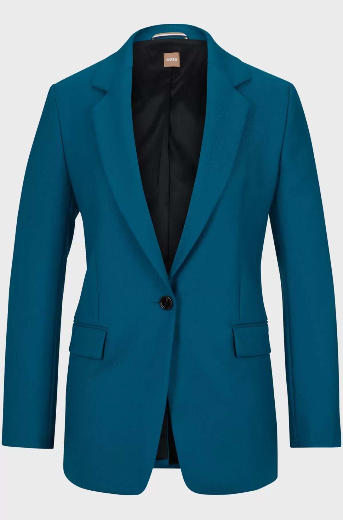 HUGO BOSS Regular Fit Jakke I En Kraftig Blanding Af Twill Og Uld Petroleumsblå New