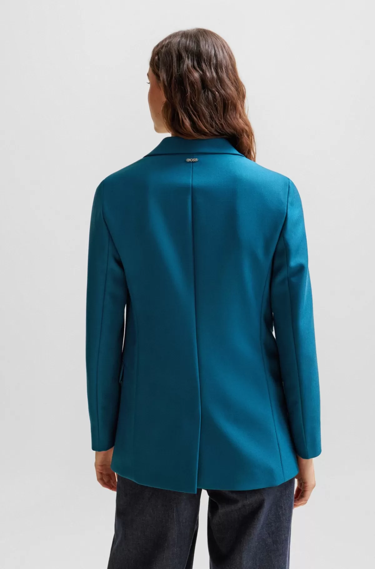 HUGO BOSS Regular Fit Jakke I En Kraftig Blanding Af Twill Og Uld Petroleumsblå New