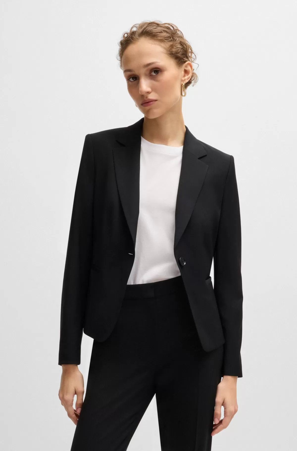 HUGO BOSS Regular Fit Jakke I Ny Uld Med Knapper Sort Best Sale