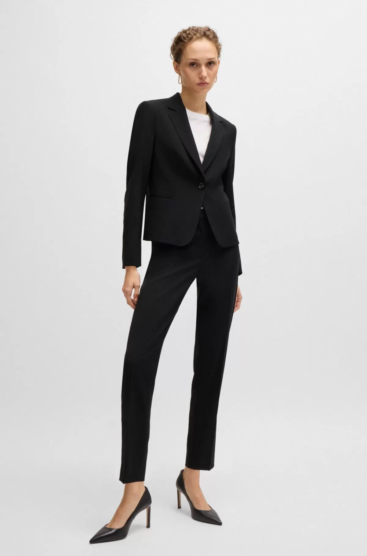 HUGO BOSS Regular Fit Jakke I Ny Uld Med Knapper Sort Best Sale