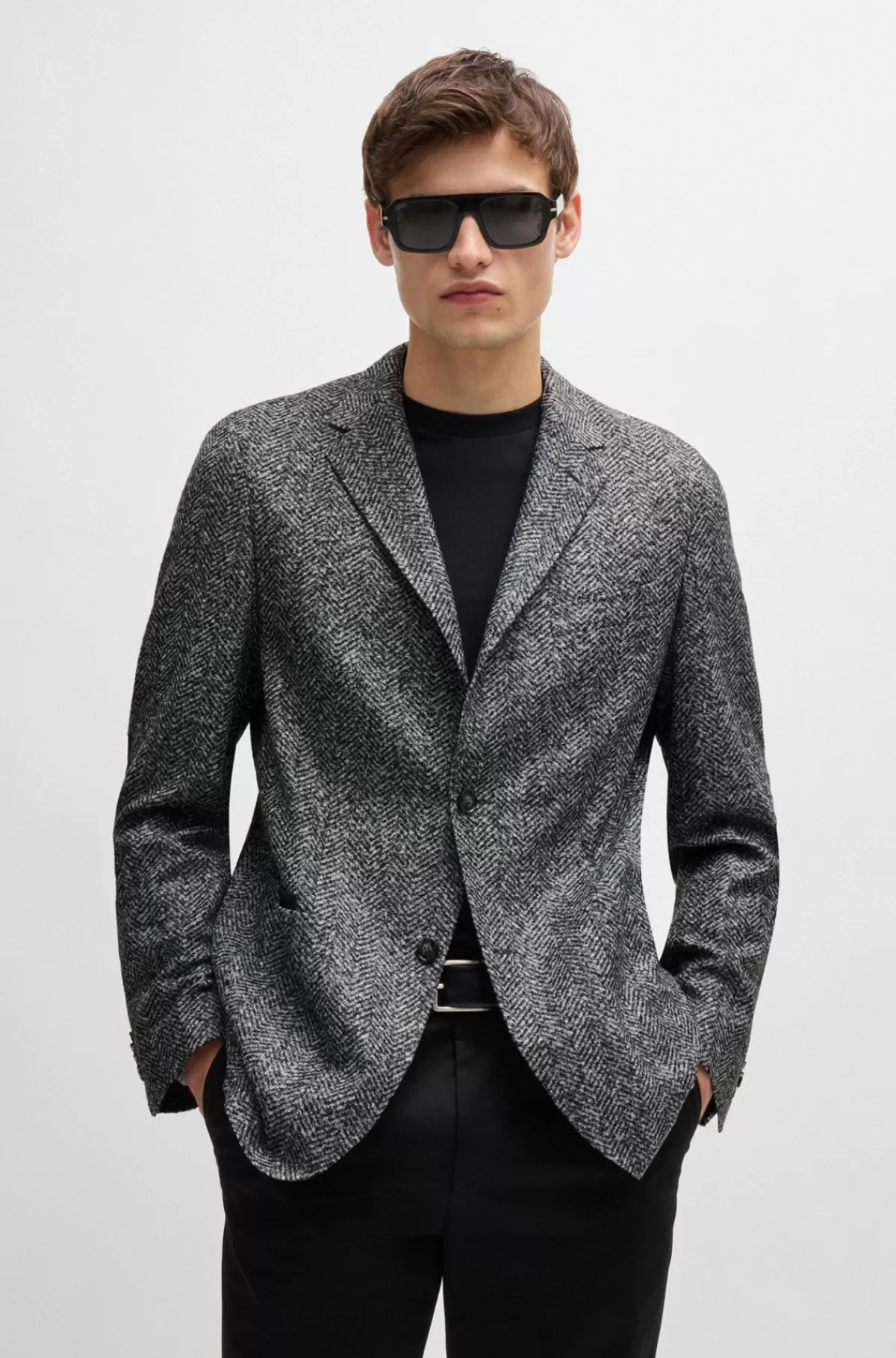 HUGO BOSS Regular Fit Jakke I Sildebensjersey Sølv Best Sale