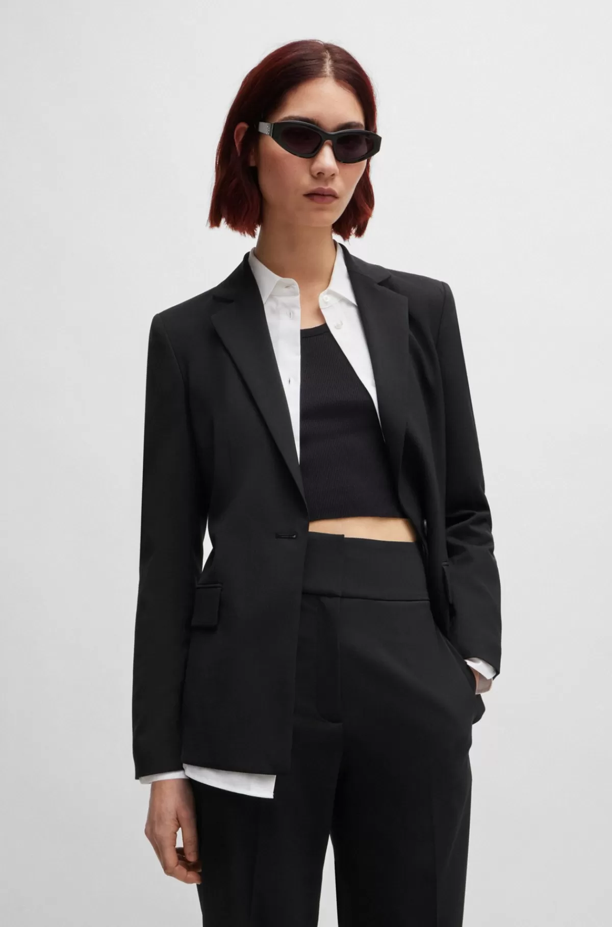 HUGO BOSS Regular Fit Jakke Med Indsnit I Reversen Sort Shop
