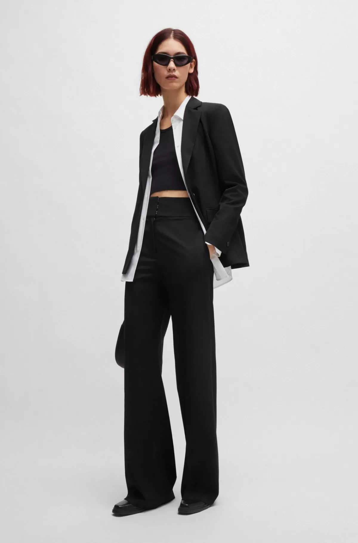 HUGO BOSS Regular Fit Jakke Med Indsnit I Reversen Sort Shop