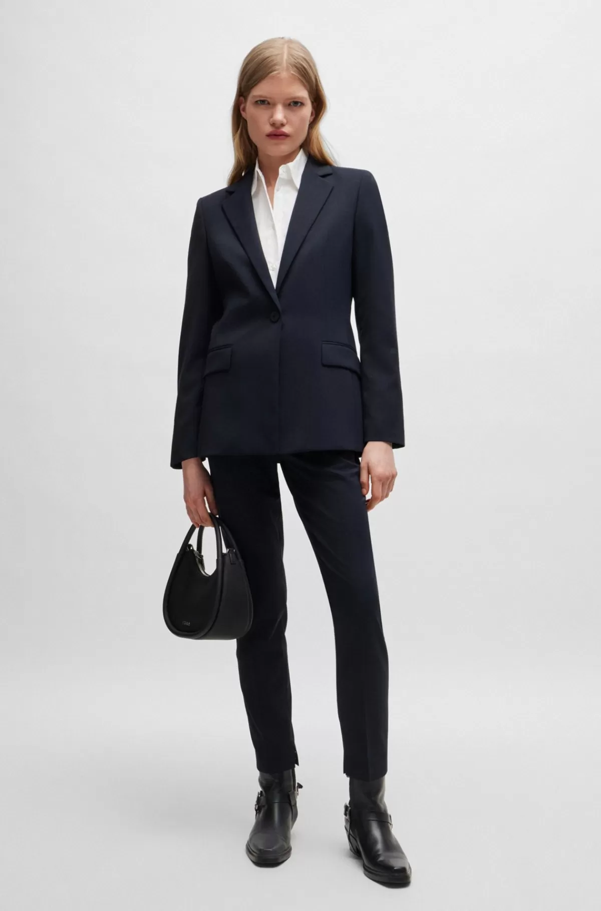 HUGO BOSS Regular Fit Jakke Med Indsnit I Reversen Mørkeblå Fashion
