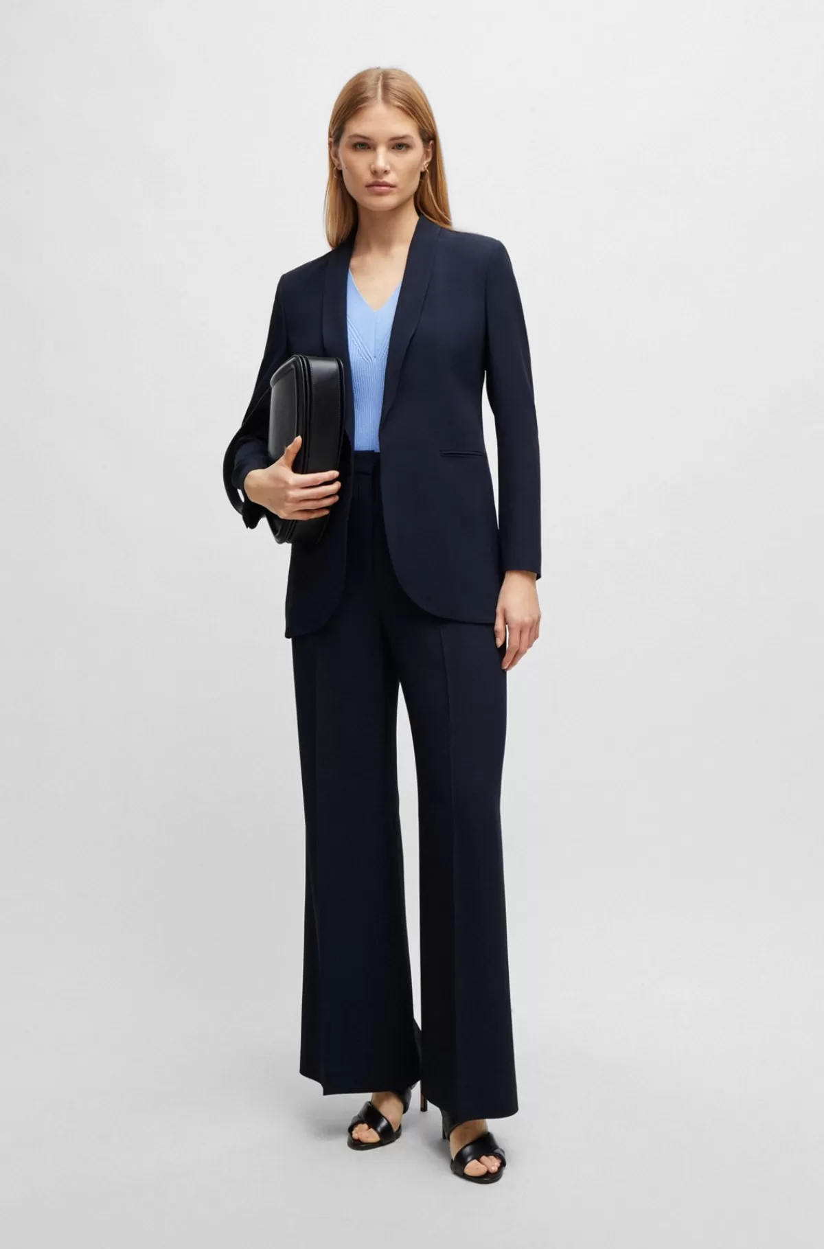 HUGO BOSS Regular Fit Jakke Med Kant-til-kant-forstykke Mørkeblå Outlet