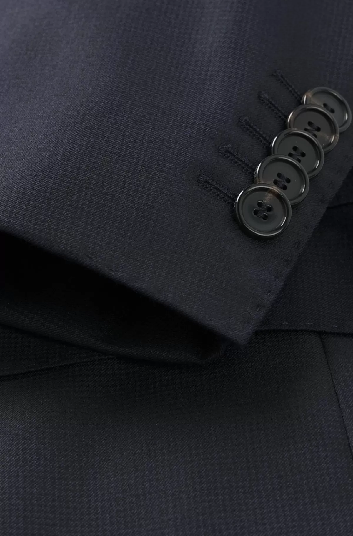 HUGO BOSS Regular Fit Jakkesæt I Mønstret Ny Uld Og Silke Mørkeblå Fashion