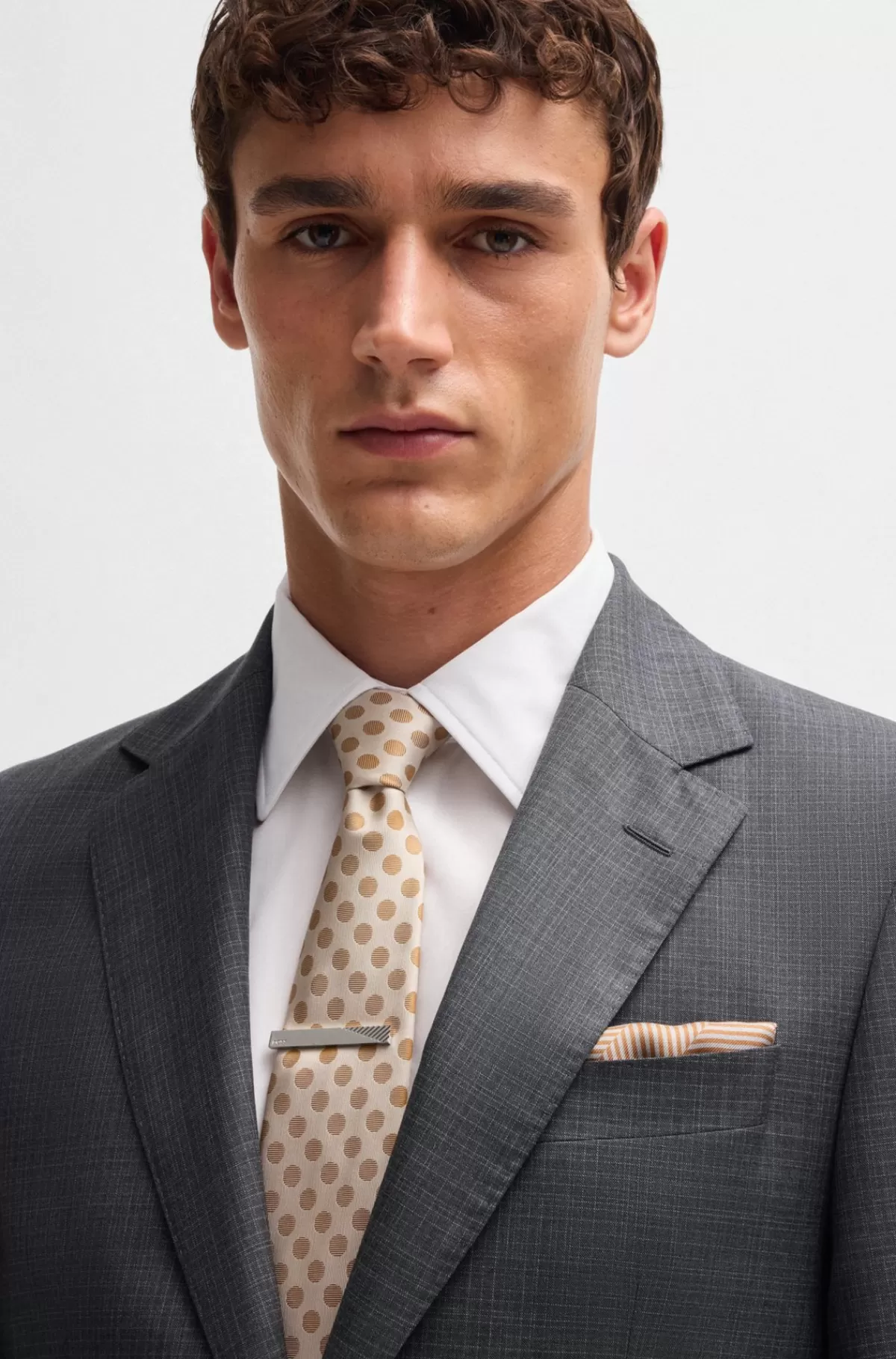 HUGO BOSS Regular Fit Jakkesæt I Ny Uld Og Silke Grå Clearance