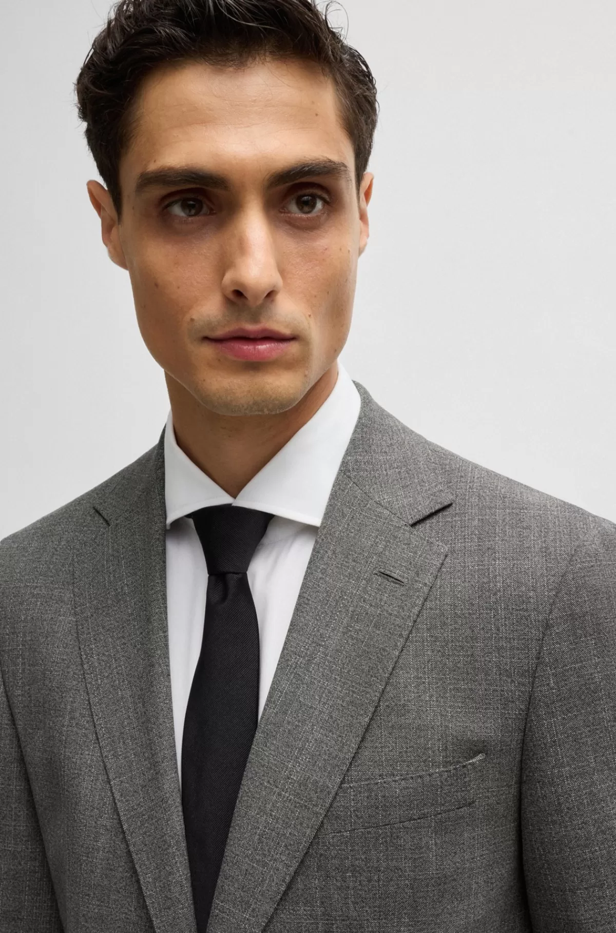 HUGO BOSS Regular Fit Jakkesæt Med Stræk Og Mikromønster Mørkegrå Best