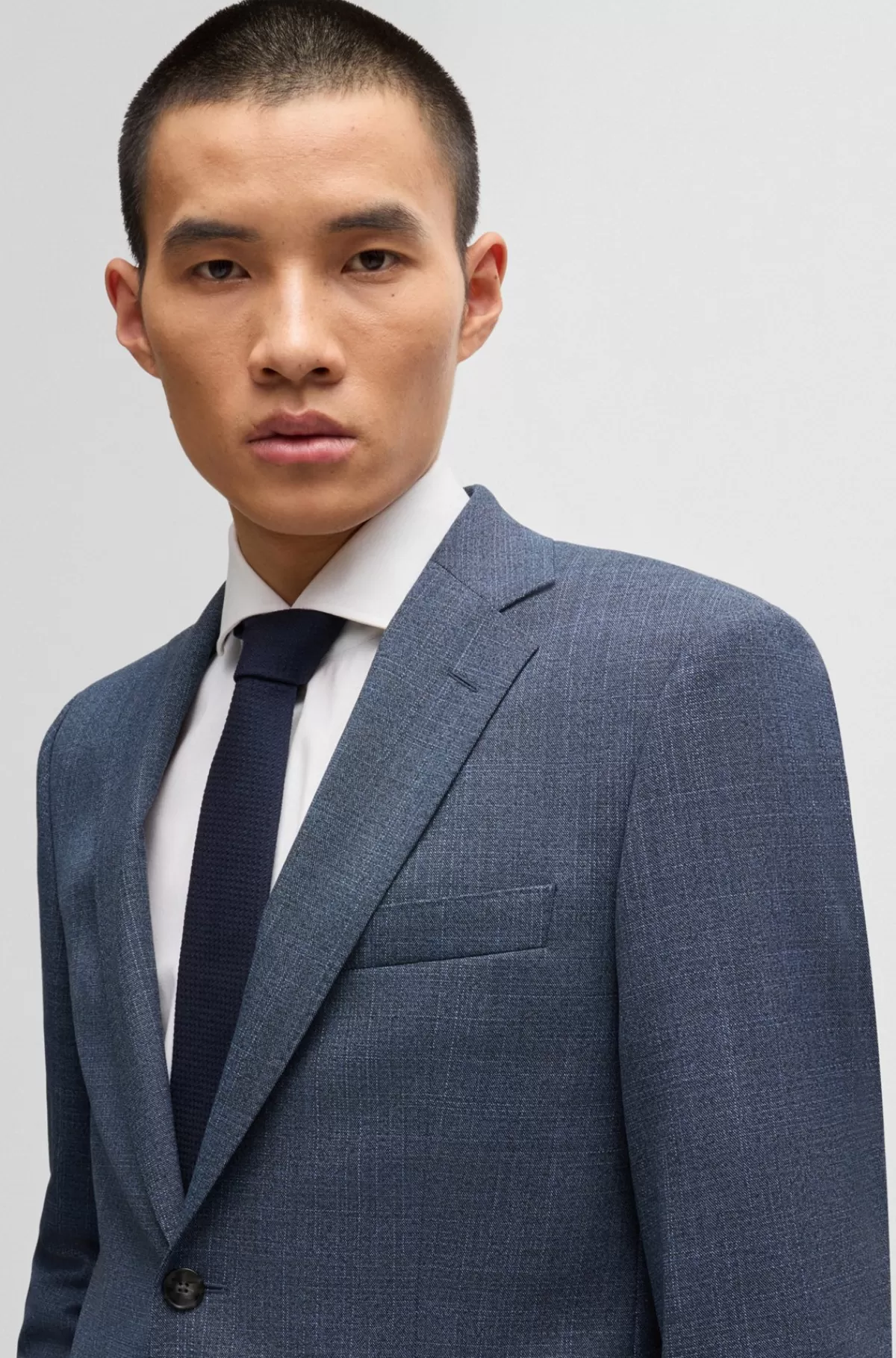 HUGO BOSS Regular Fit Jakkesæt Med Stræk Og Mikromønster Blå Flash Sale