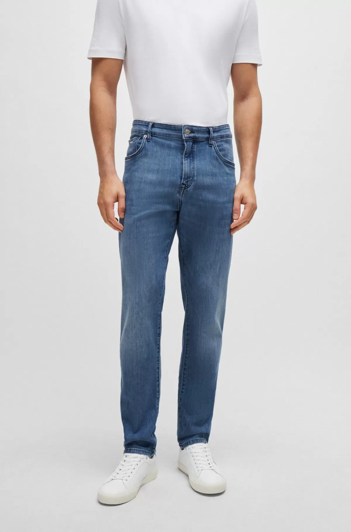 HUGO BOSS Regular Fit Jeans I Denim Med Behageligt Stræk Blå New