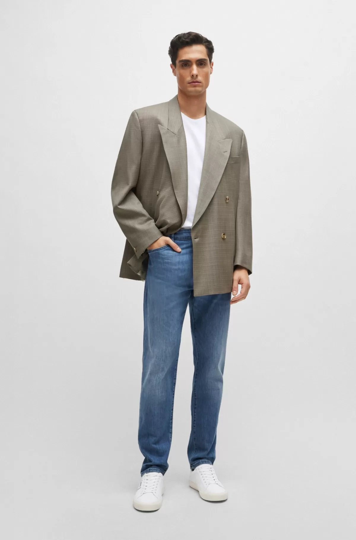 HUGO BOSS Regular Fit Jeans I Denim Med Behageligt Stræk Blå New