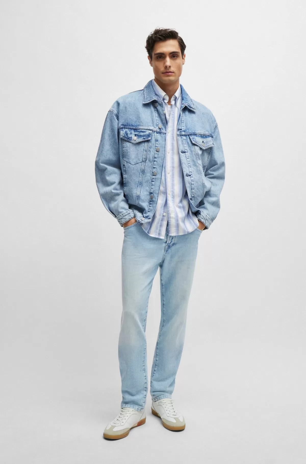 HUGO BOSS Regular Fit Jeans I Blå Denim Med 2-vejs Stræk Lyseblå Outlet