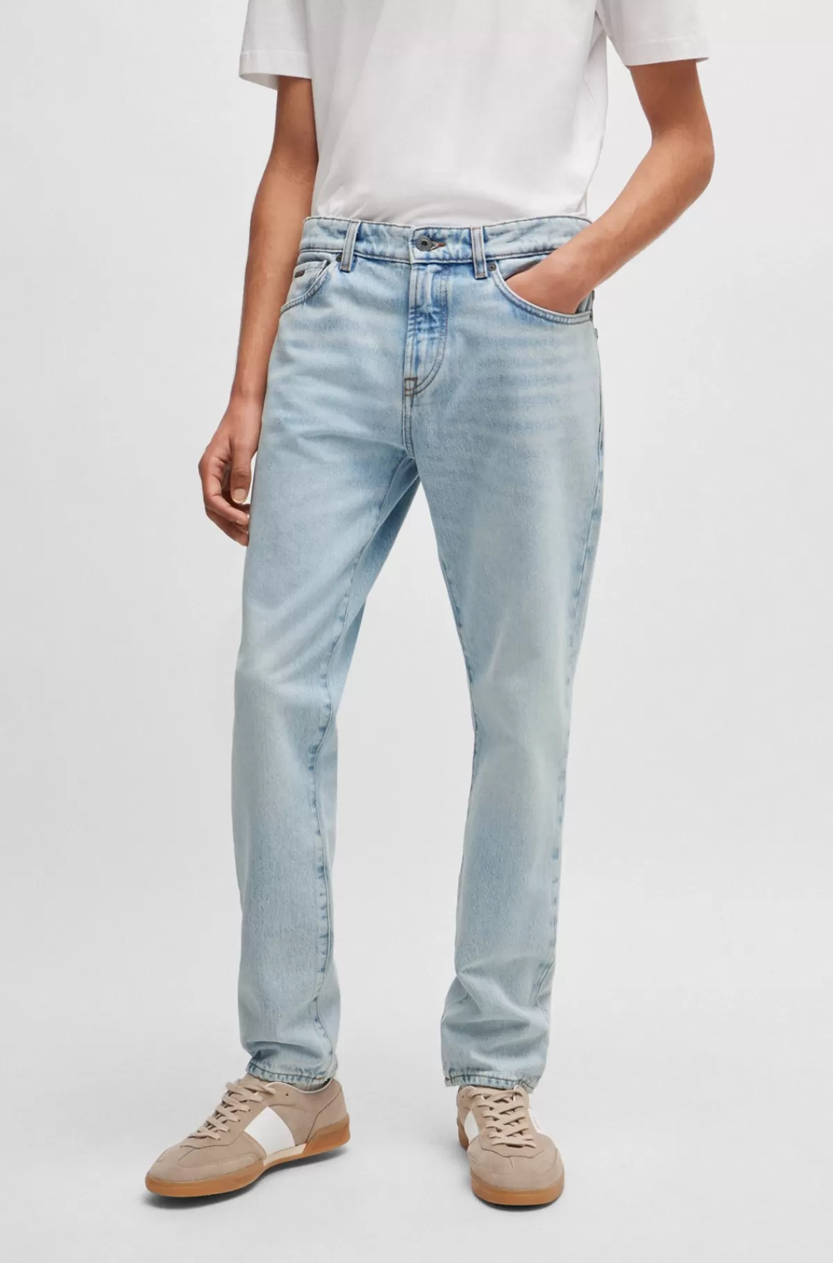 HUGO BOSS Regular Fit Jeans I Blå Denim Uden Stræk Lyseblå Store