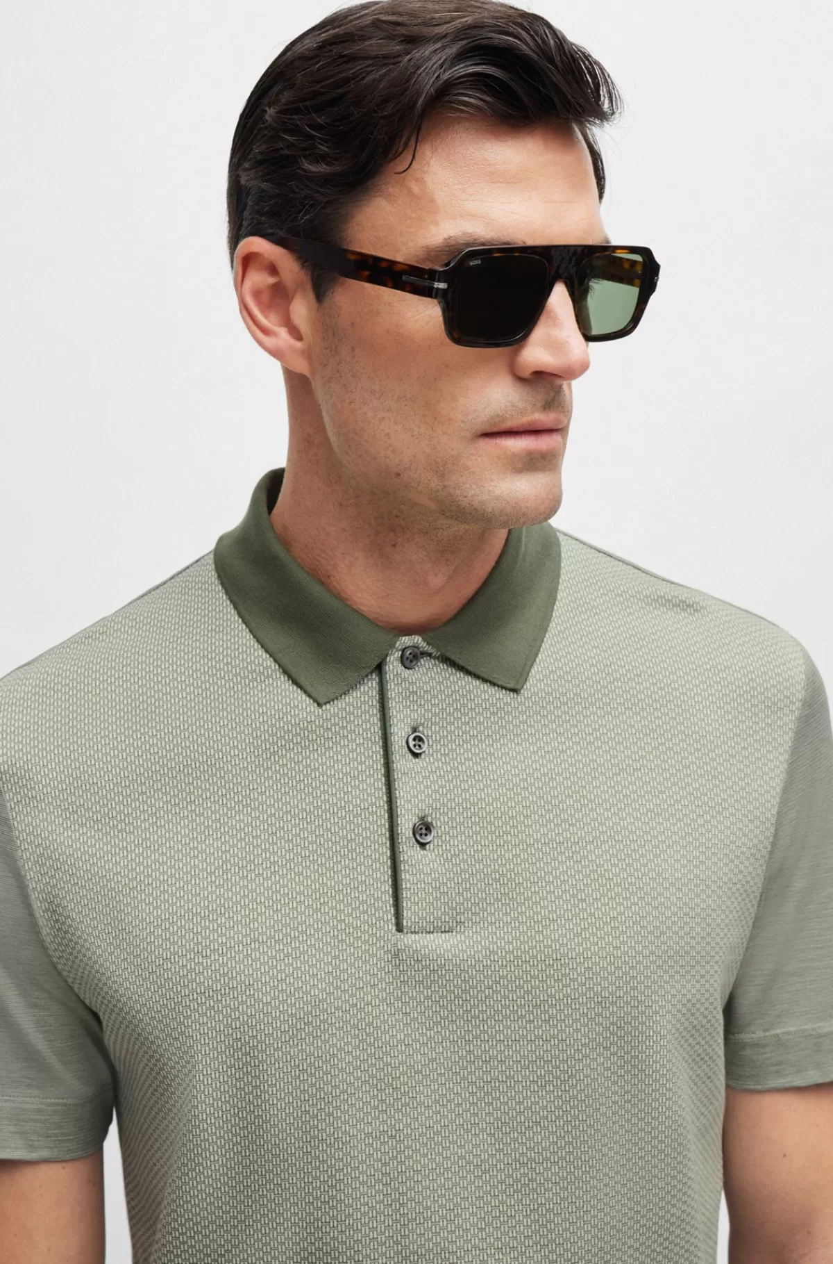 HUGO BOSS Regular Fit Poloshirt I Bomuld Og Silke Lysegrøn Cheap