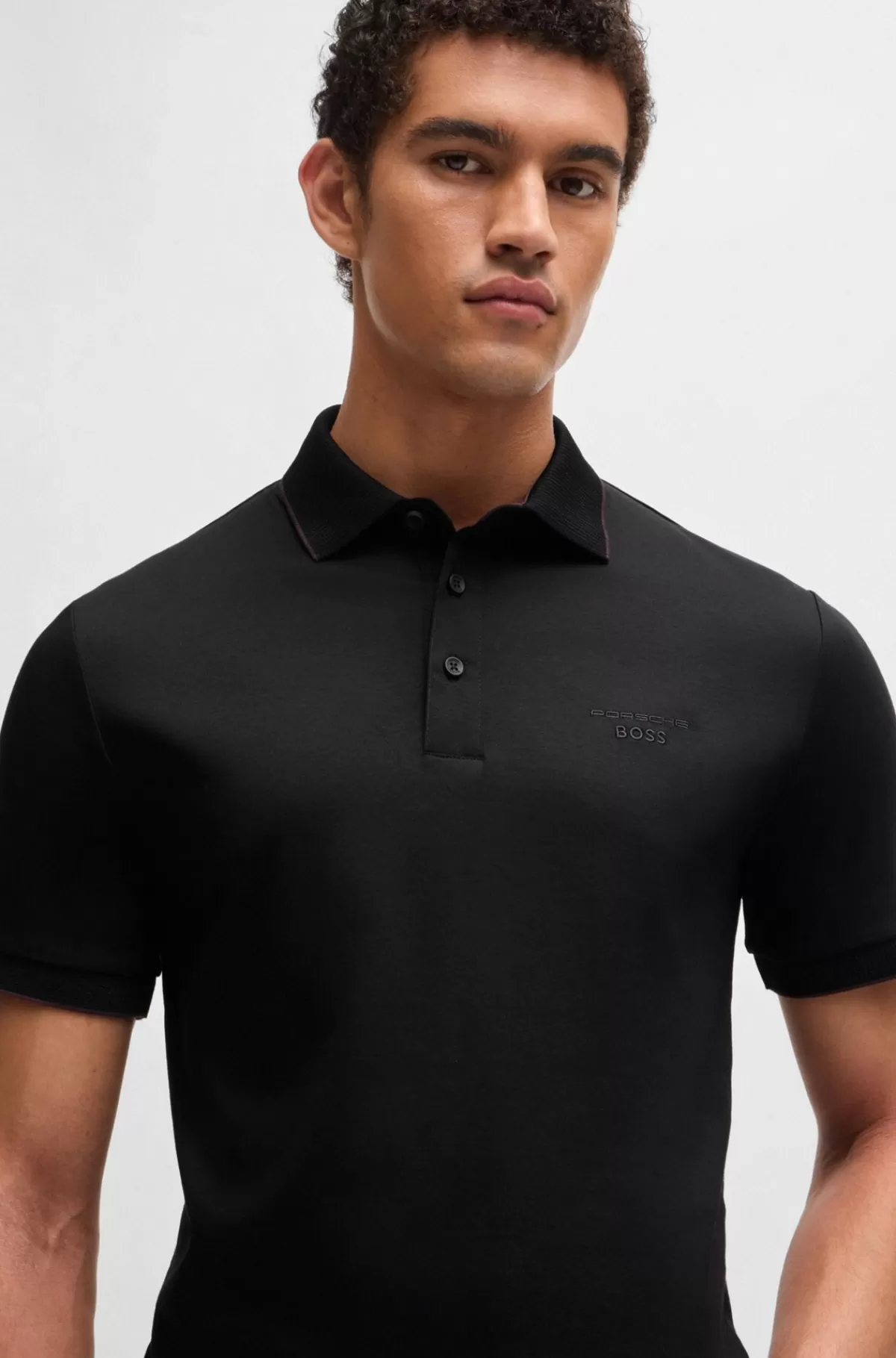 HUGO BOSS Regular Fit Porsche X BOSS-poloshirt I Merceriseret Bomuld Sort Best