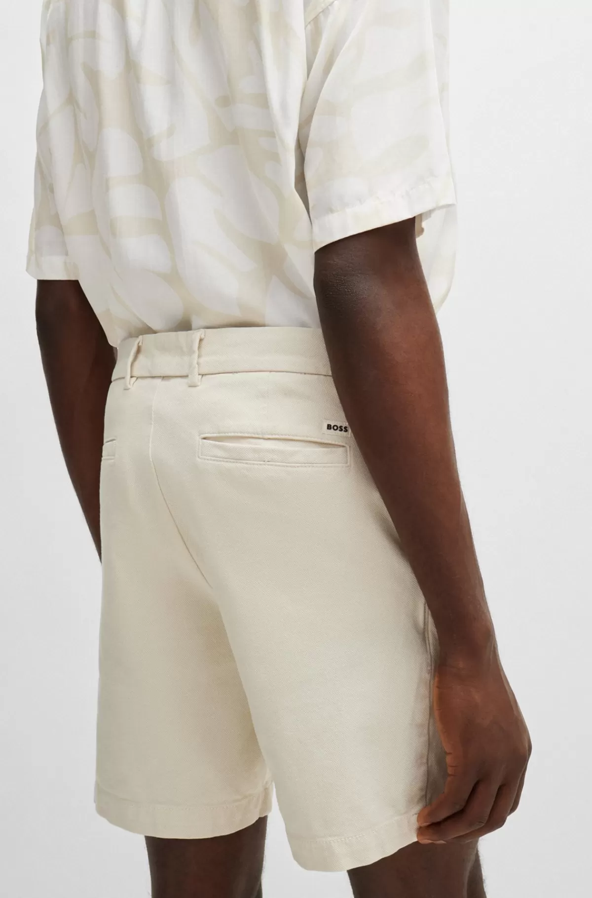 HUGO BOSS Regular Fit Shorts Med Almindelig Talje I Bomuld Med Stræk Naturlig Sale