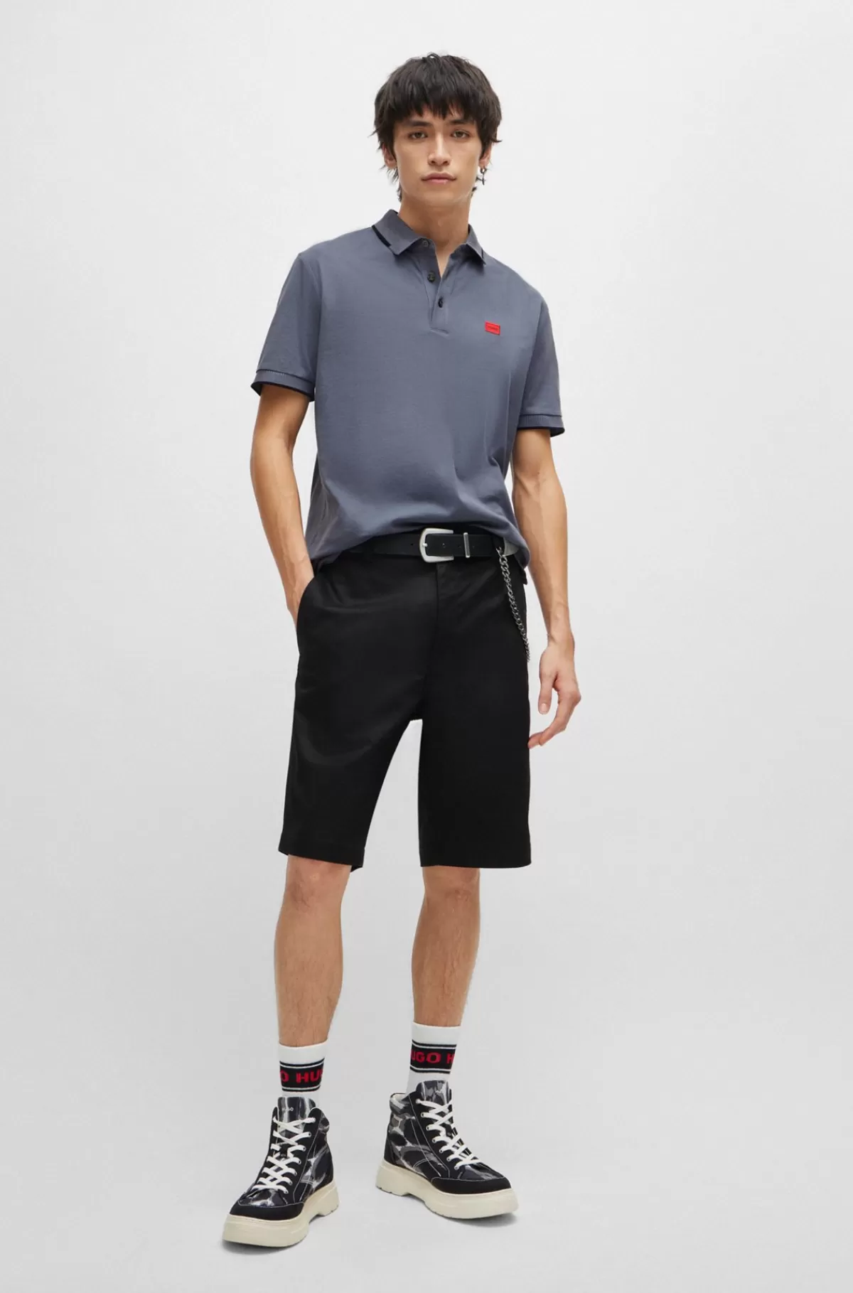 HUGO BOSS Regular Fit Shorts Med Slanke Ben Og Knaplommer Sort Shop