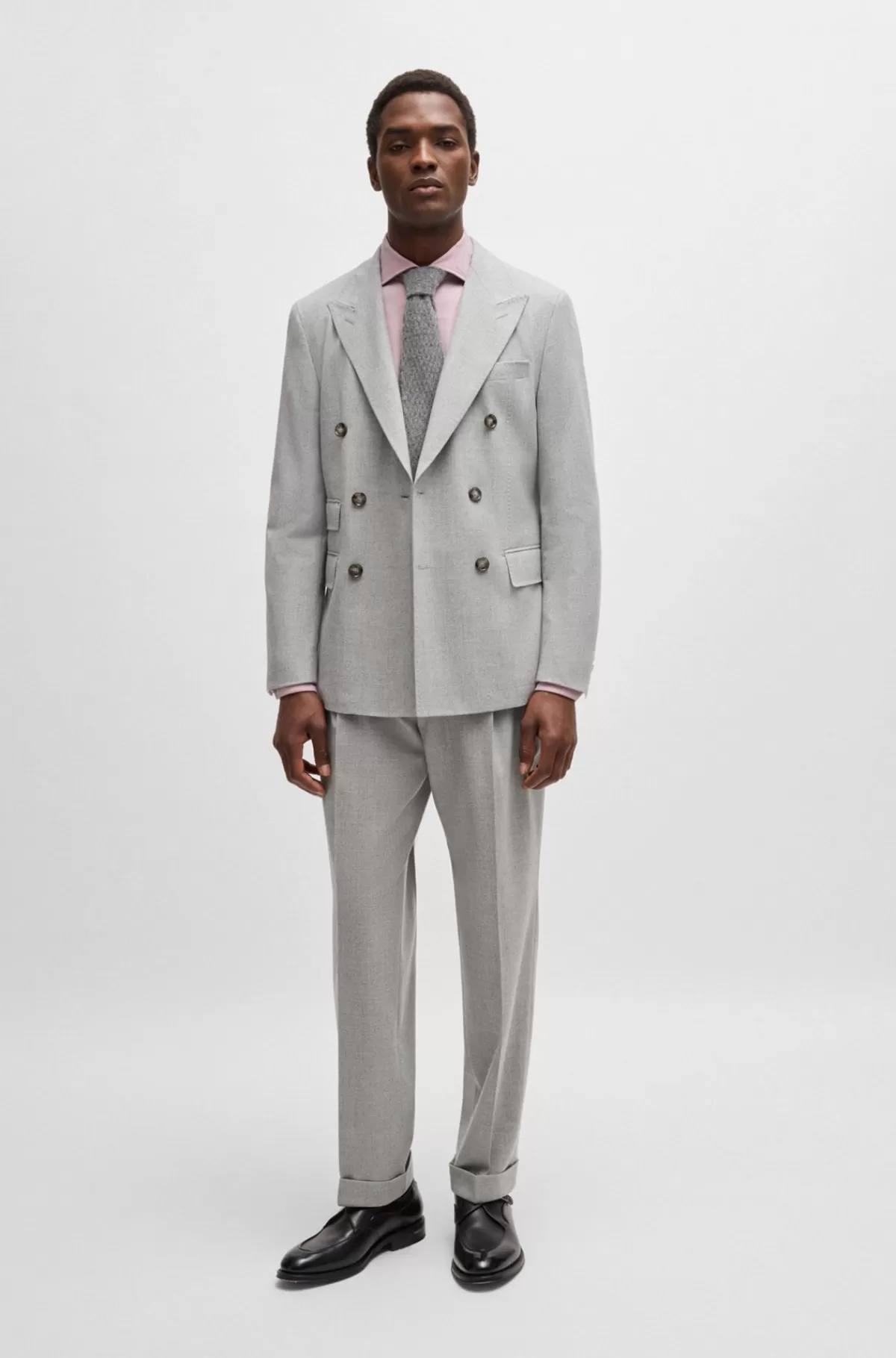 HUGO BOSS Regular Fit Skjorte I Bomuld Med Stræk Og Diagonale Striber Lys pink Outlet
